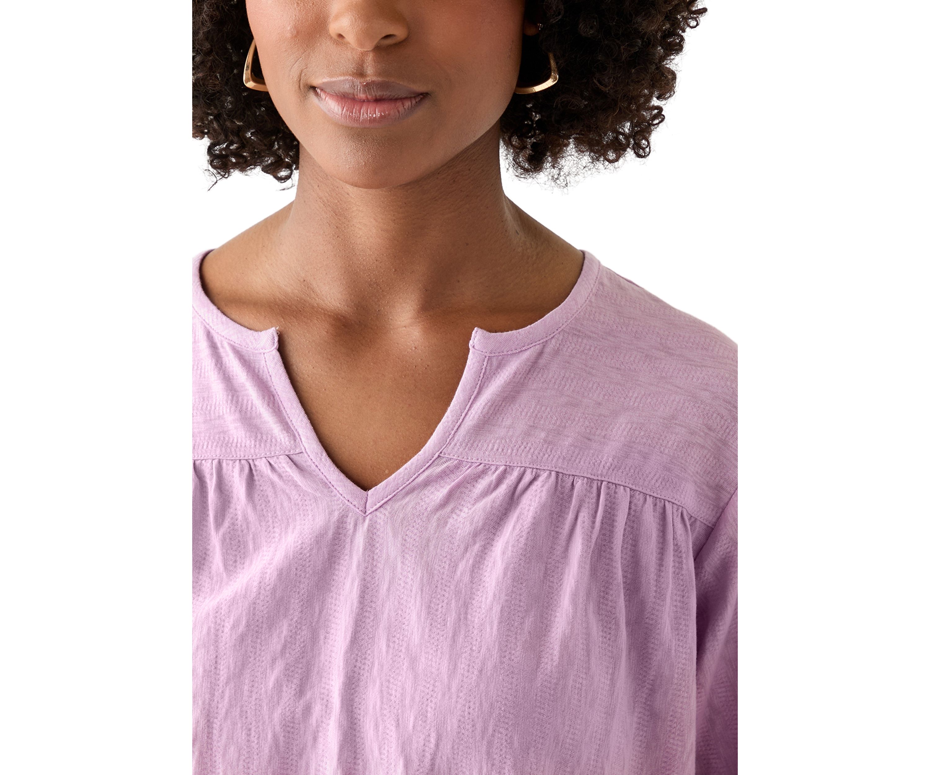 Womens Texture Knit Peasant Top 