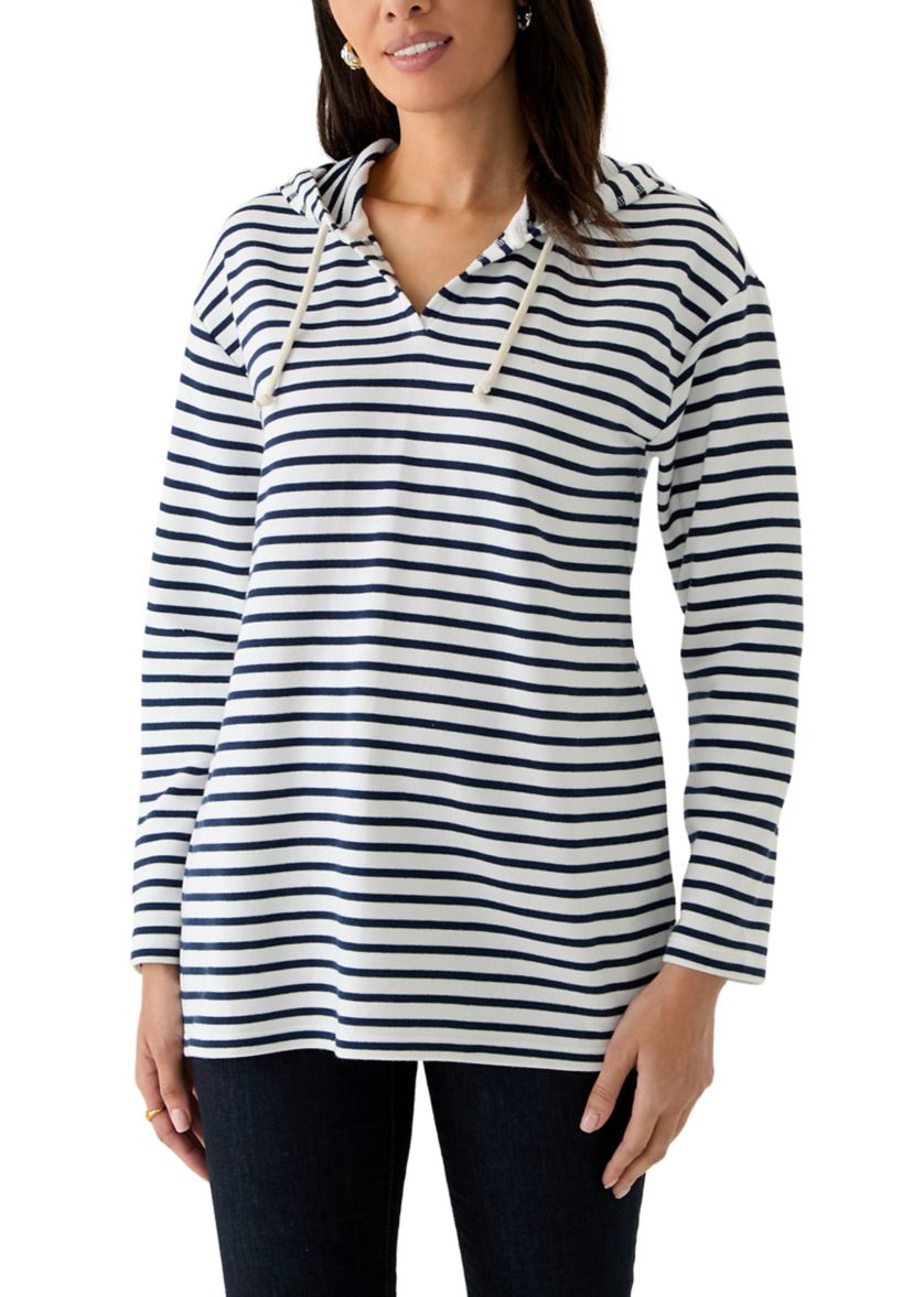 Womens Stripe French Terry Hoodie