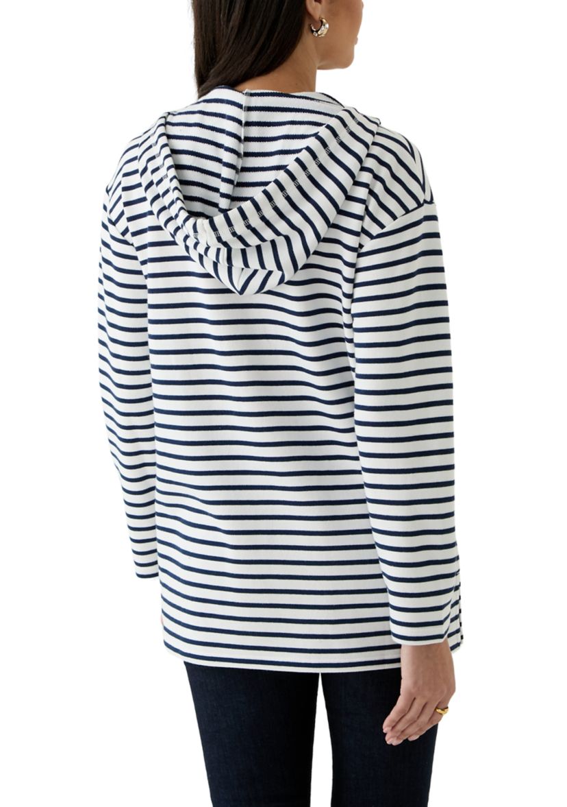 Womens Stripe French Terry Hoodie