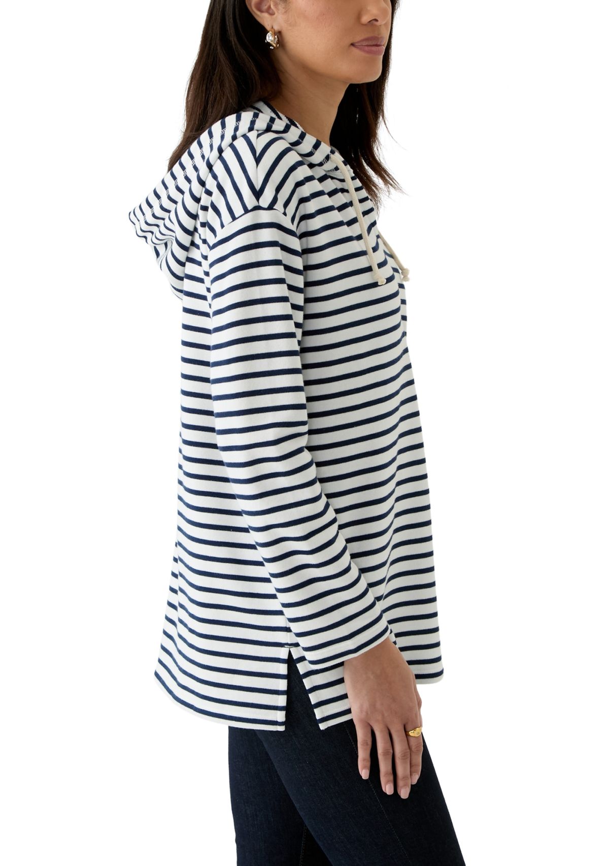 Womens Stripe French Terry Hoodie