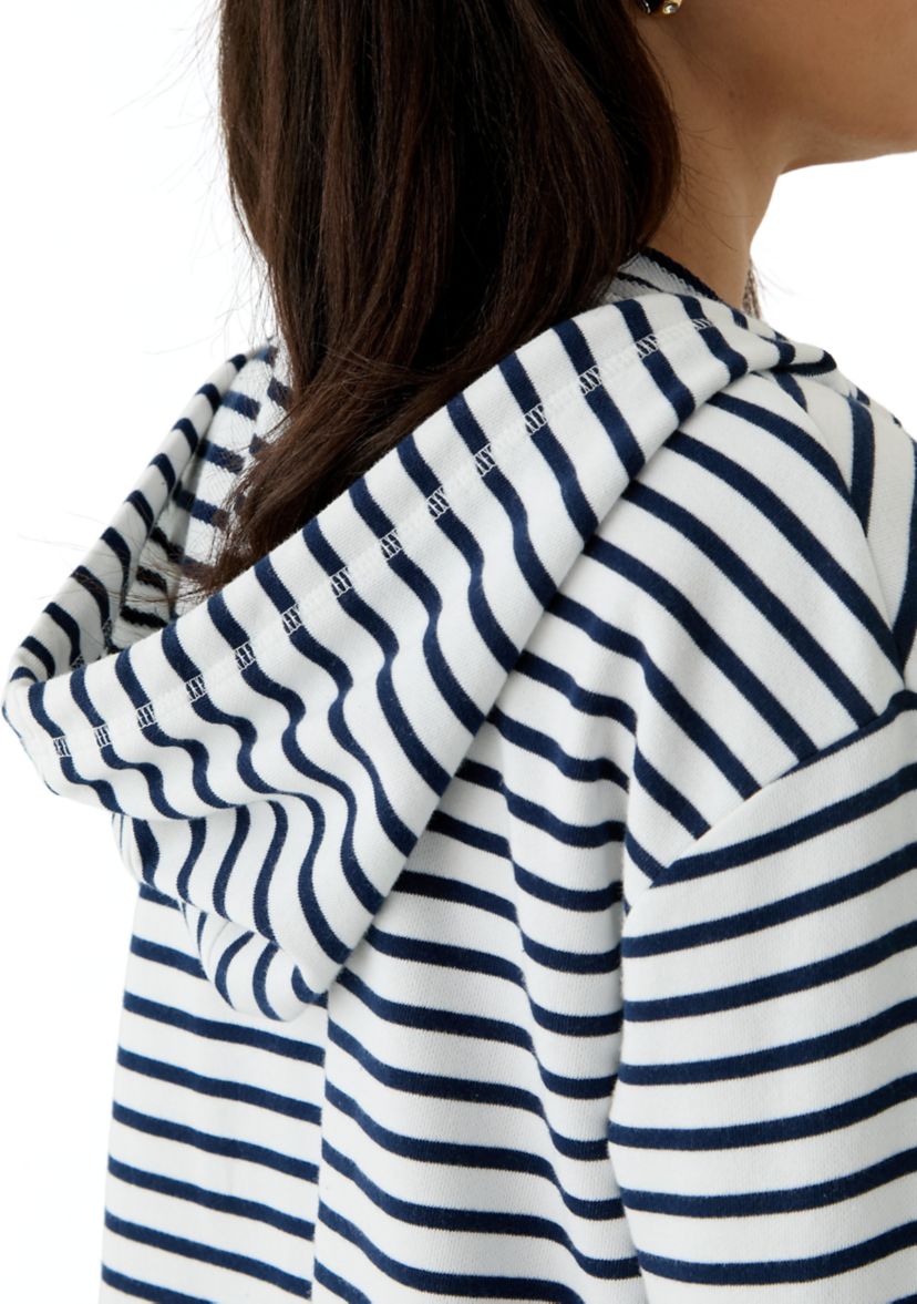Womens Stripe French Terry Hoodie