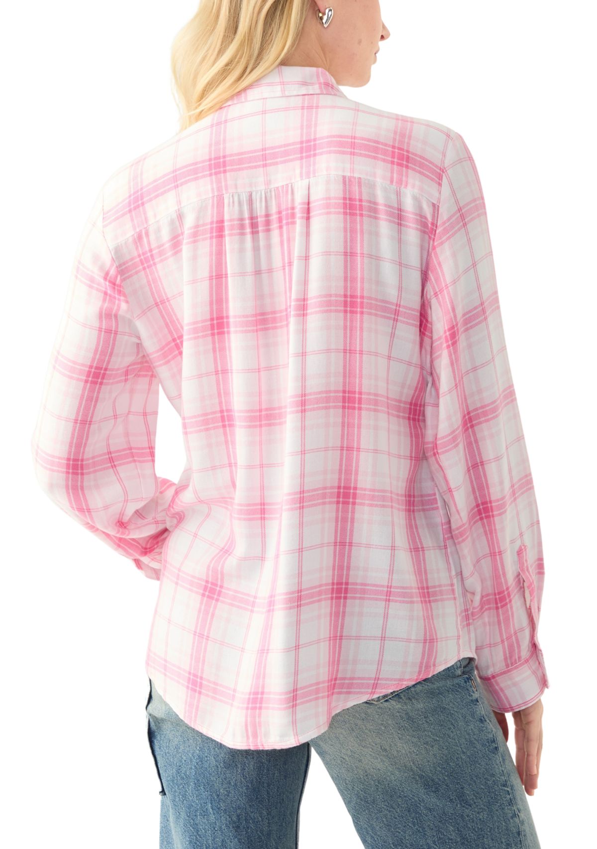Womens Long Sleeve Roll Tab Yarn Dyed Flannel Shirt