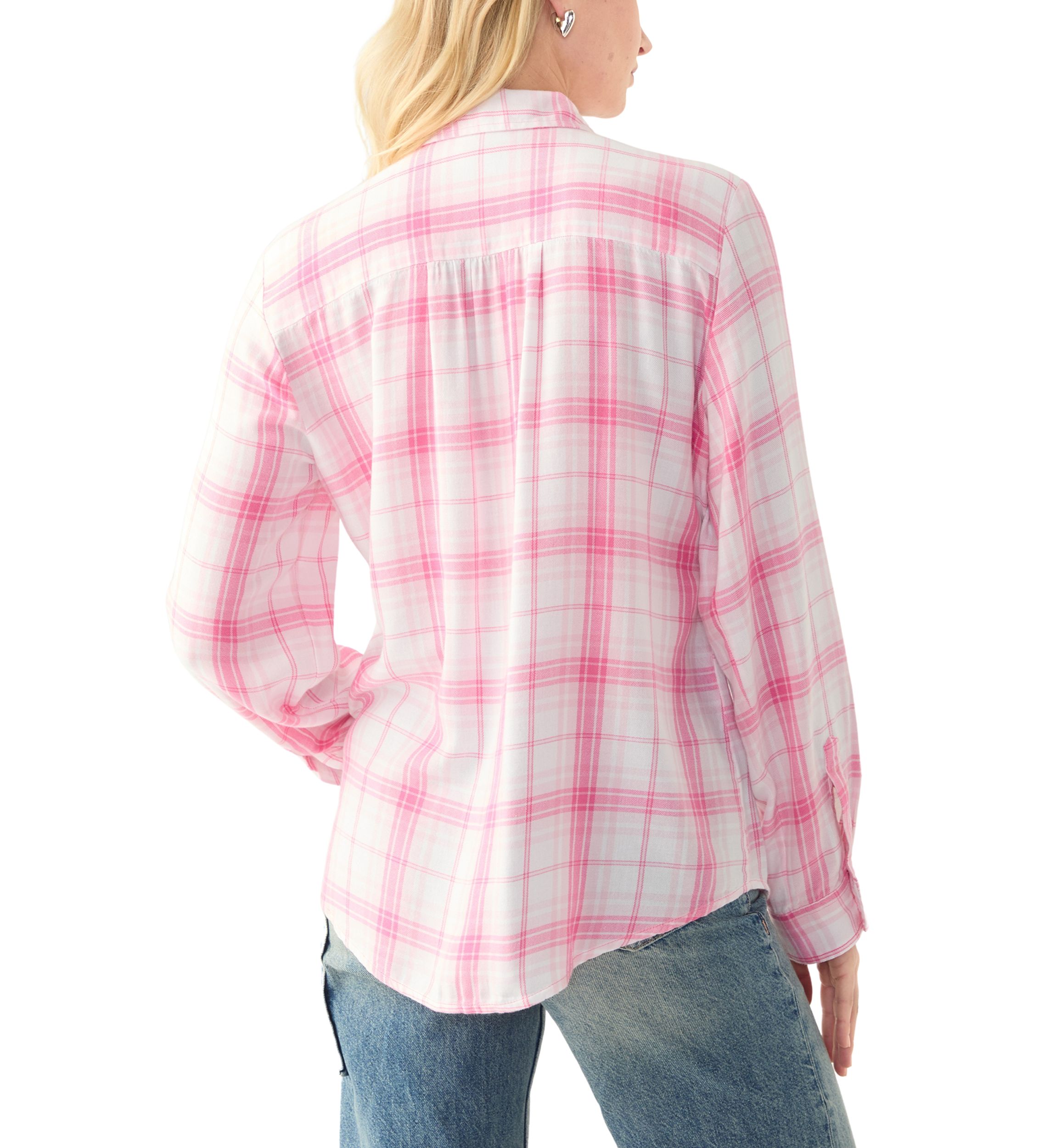 Womens Long Sleeve Roll Tab Yarn Dyed Flannel Shirt
