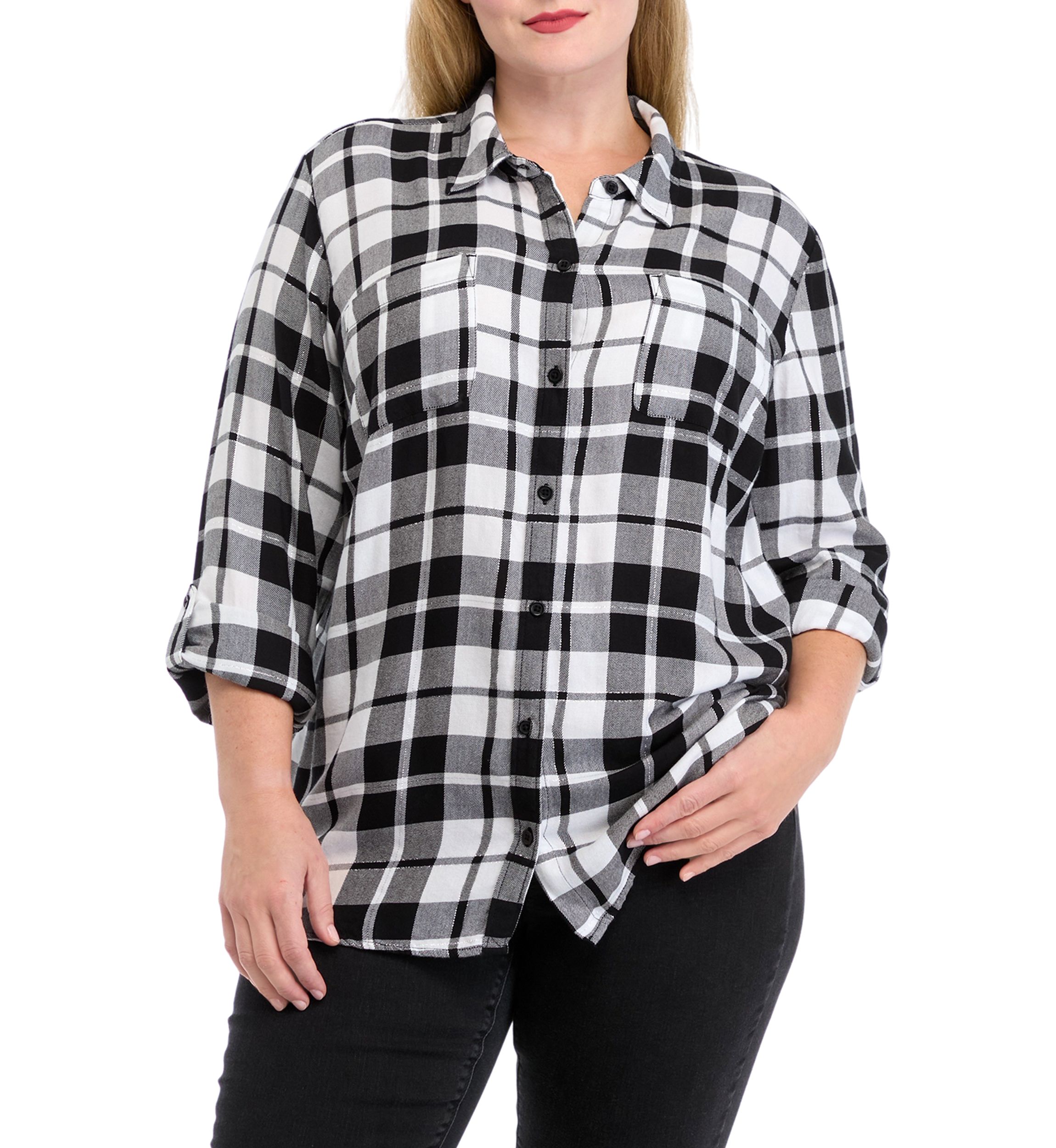 Plus Size Plaid Flannel Shirt 