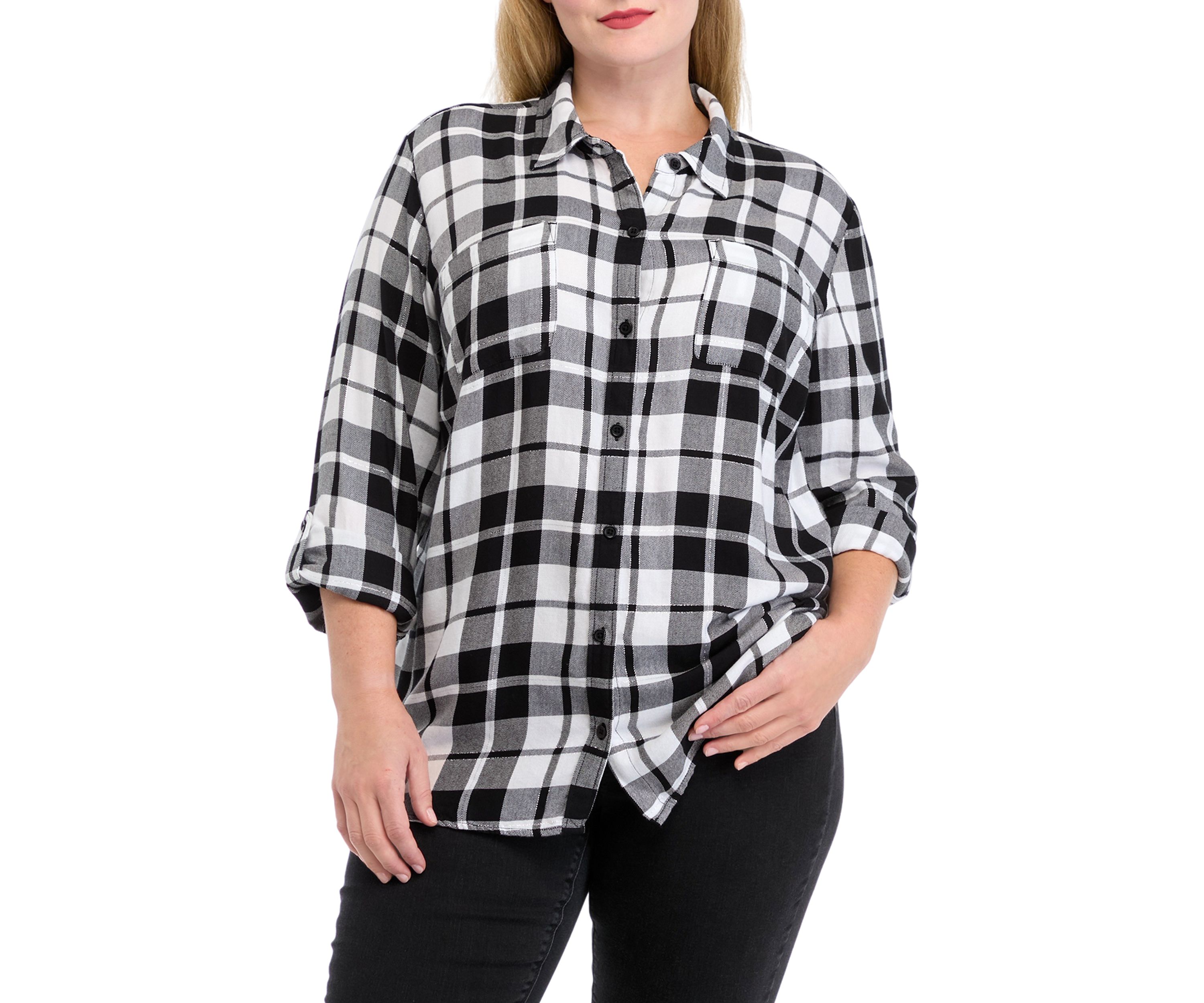 Plus Size Plaid Flannel Shirt 