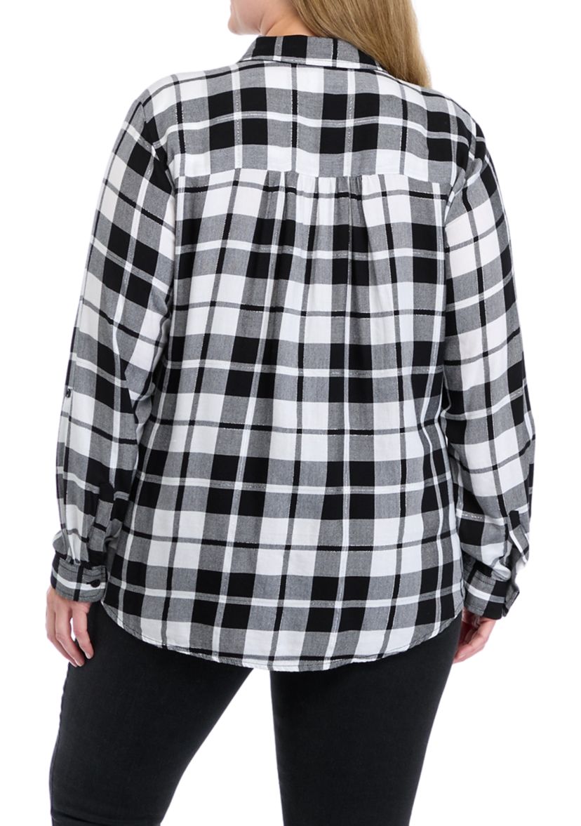 Plus Size Plaid Flannel Shirt 