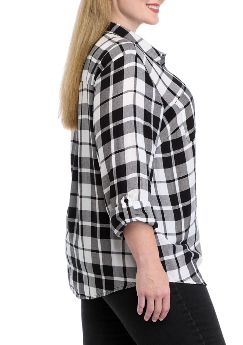 Plus Size Plaid Flannel Shirt 