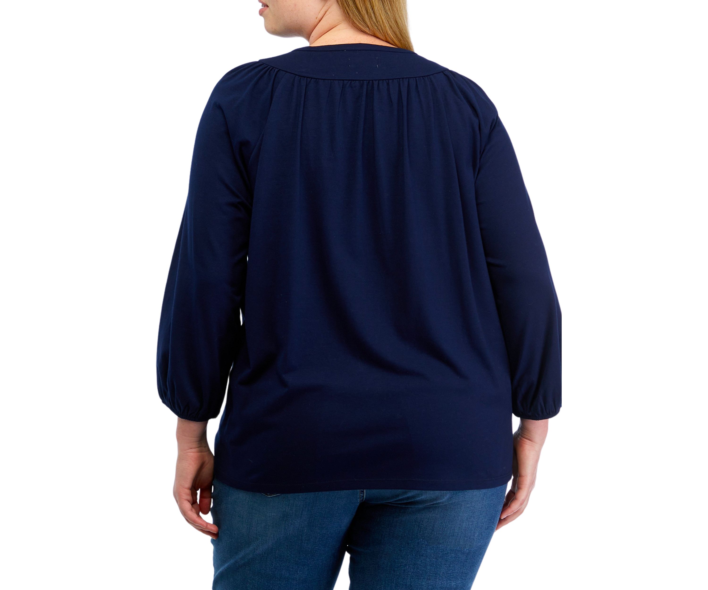 Plus Size 3/4 Sleeve Knit Fashion Top