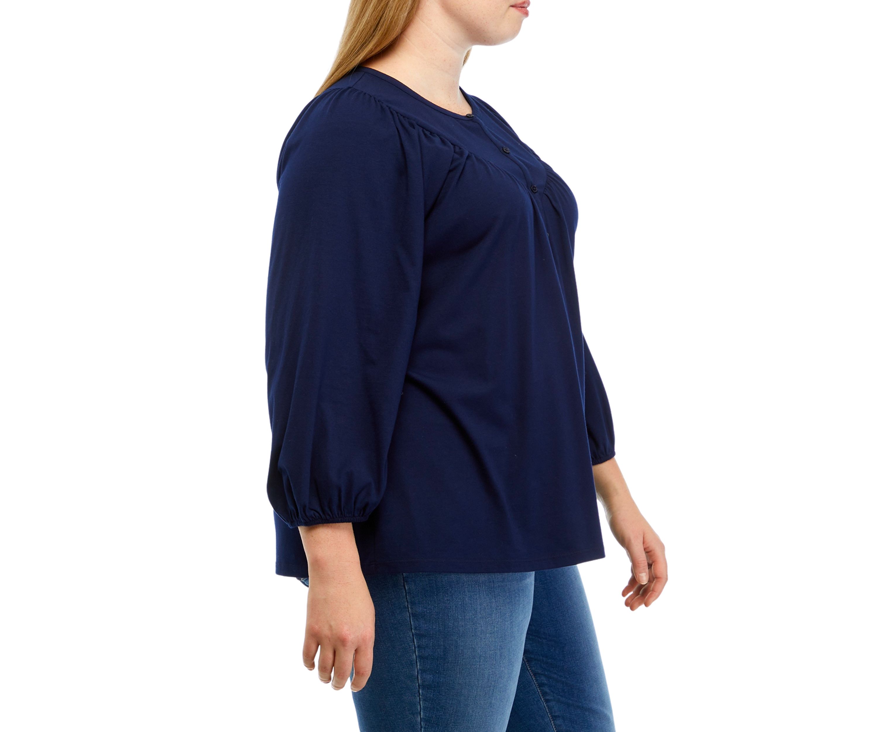 Plus Size 3/4 Sleeve Knit Fashion Top