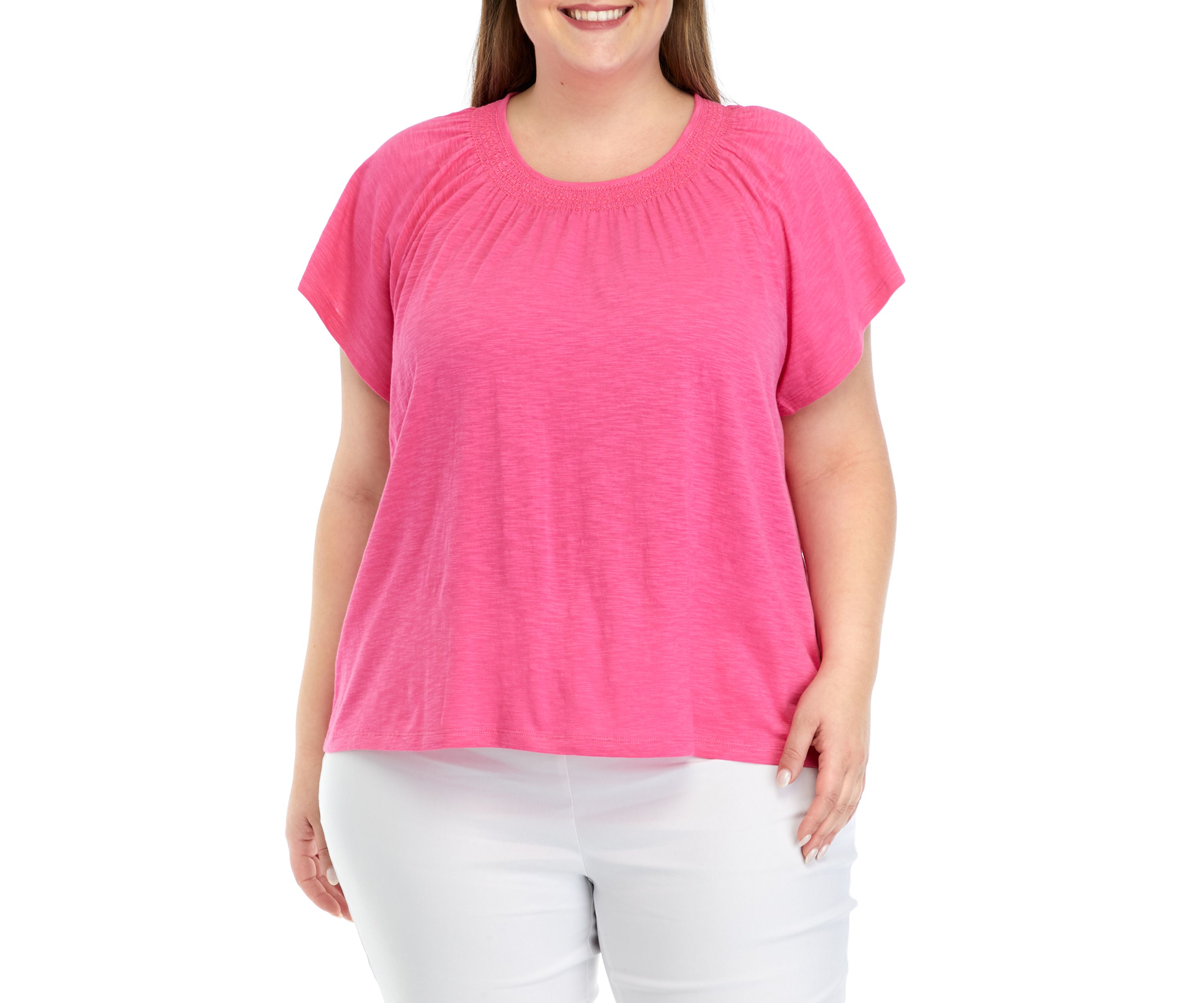 Plus Size Short Sleeve Solid Top