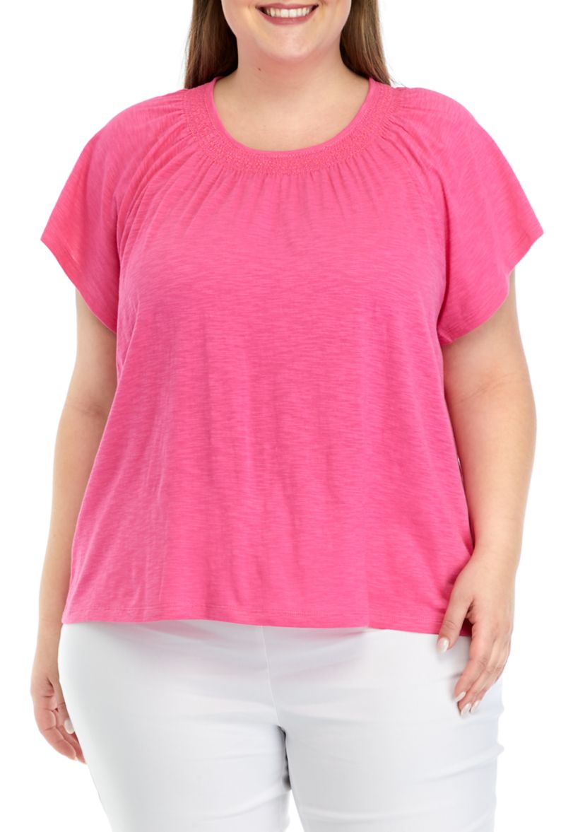 Plus Size Short Sleeve Solid Top