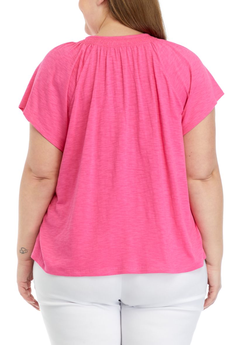 Plus Size Short Sleeve Solid Top