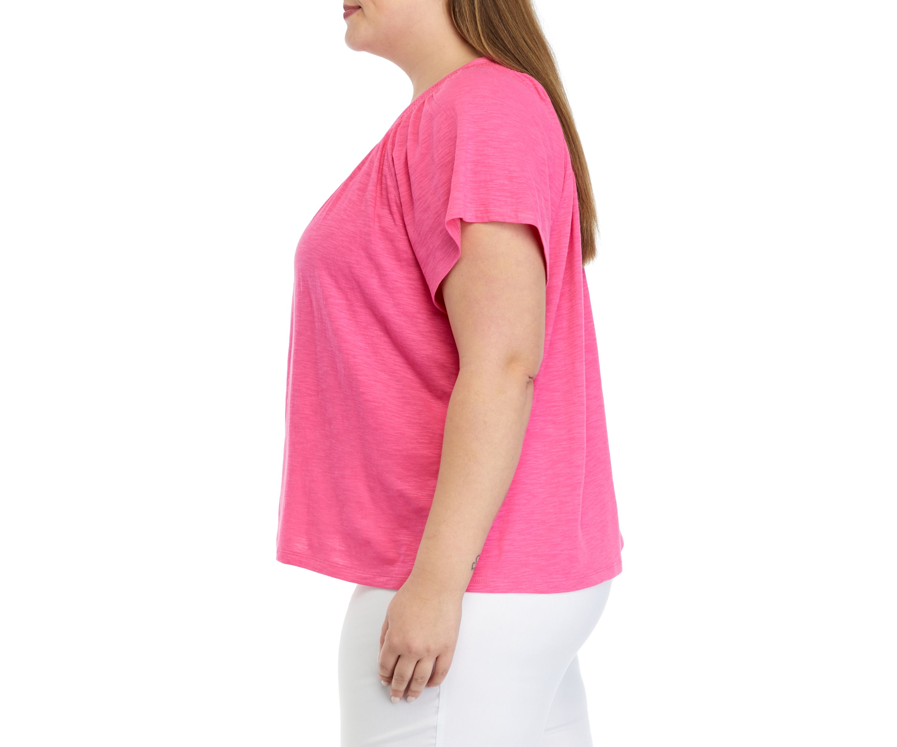 Plus Size Short Sleeve Solid Top