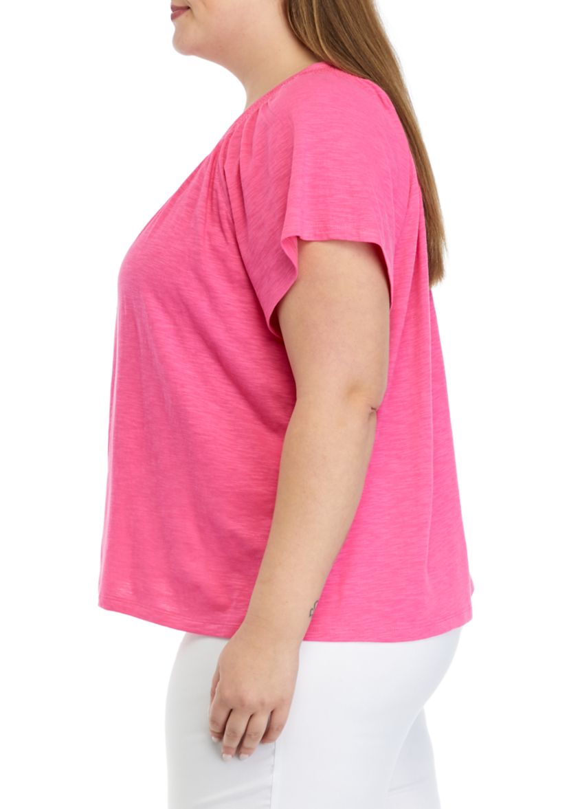 Plus Size Short Sleeve Solid Top