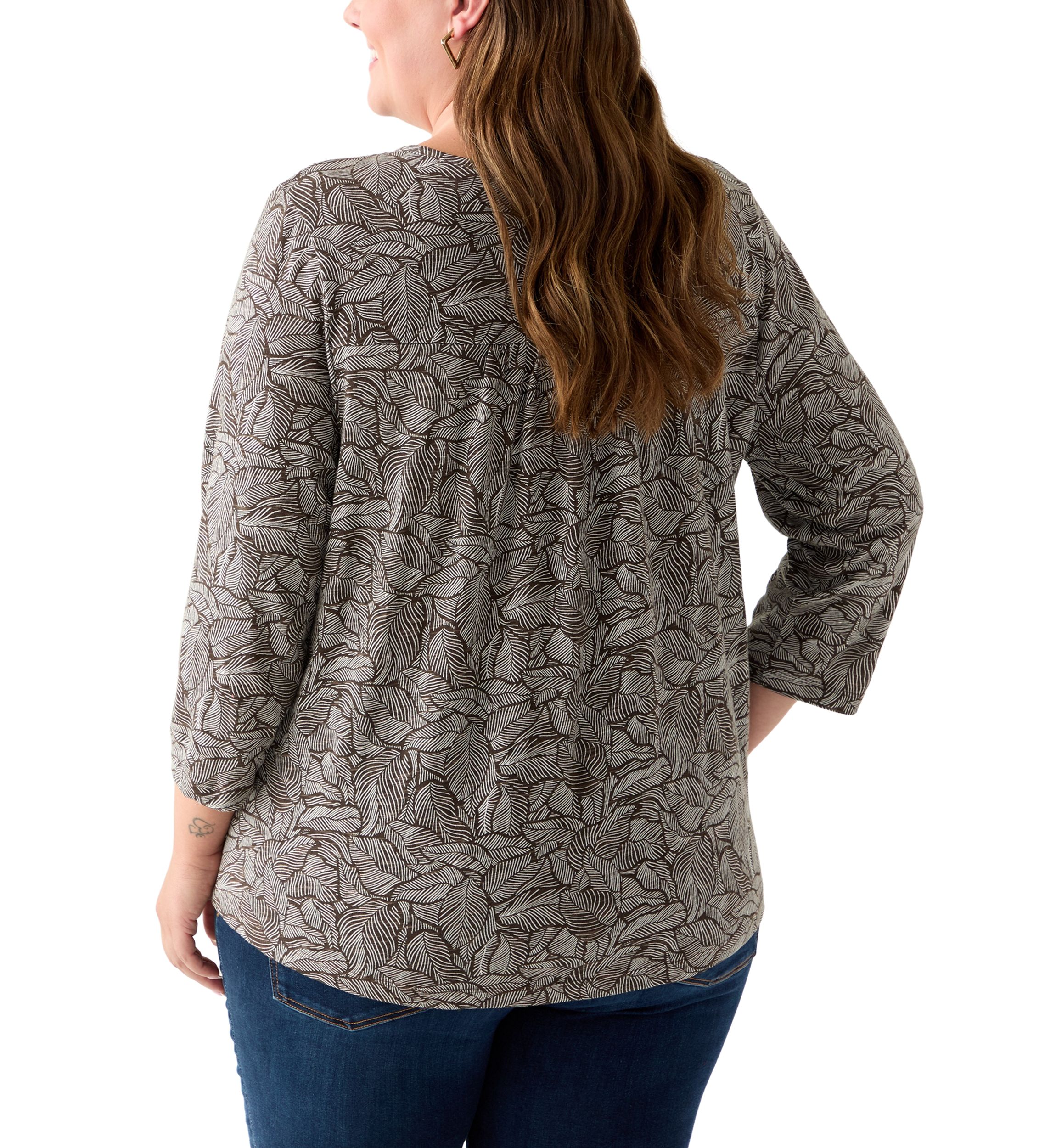 Plus Size Elbow Puff Sleeve Smock T-Shirt 