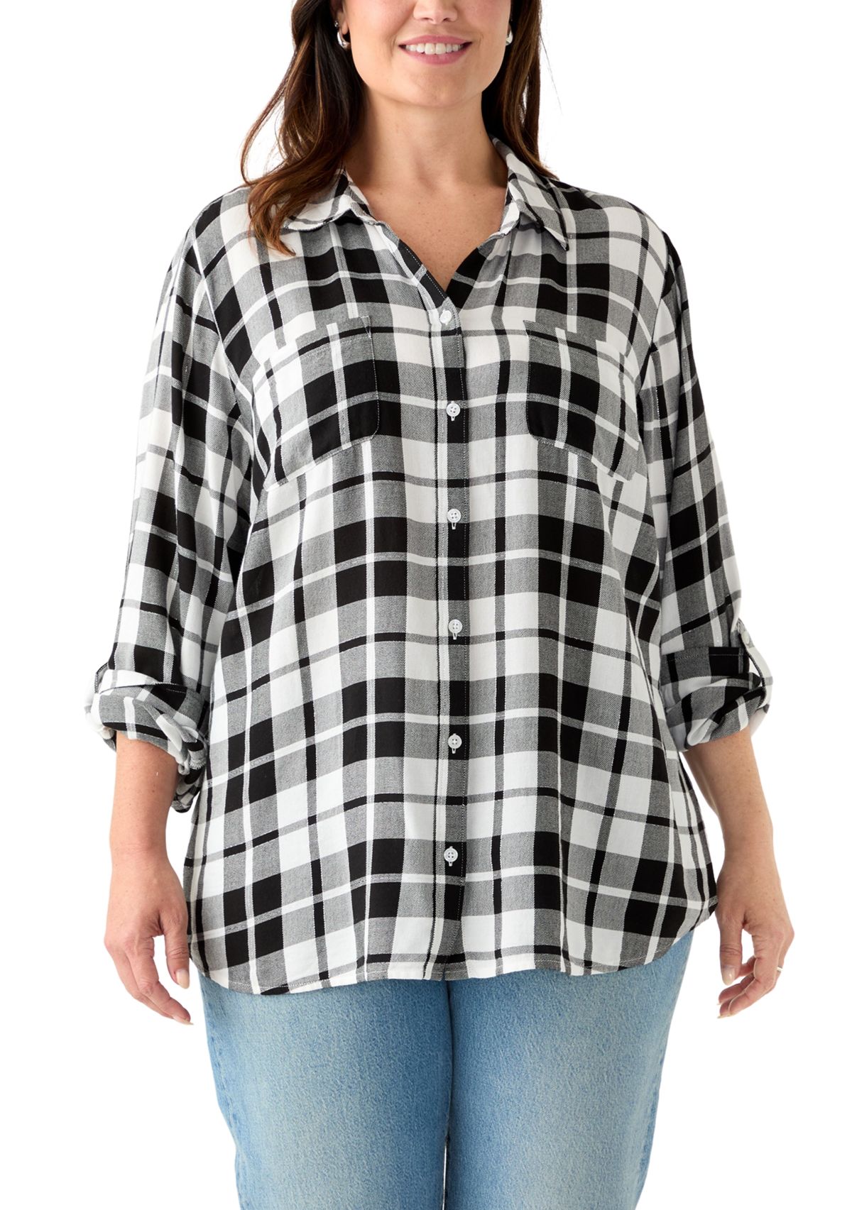 Womens Long Sleeve Flannel Work Shirt with Lurex