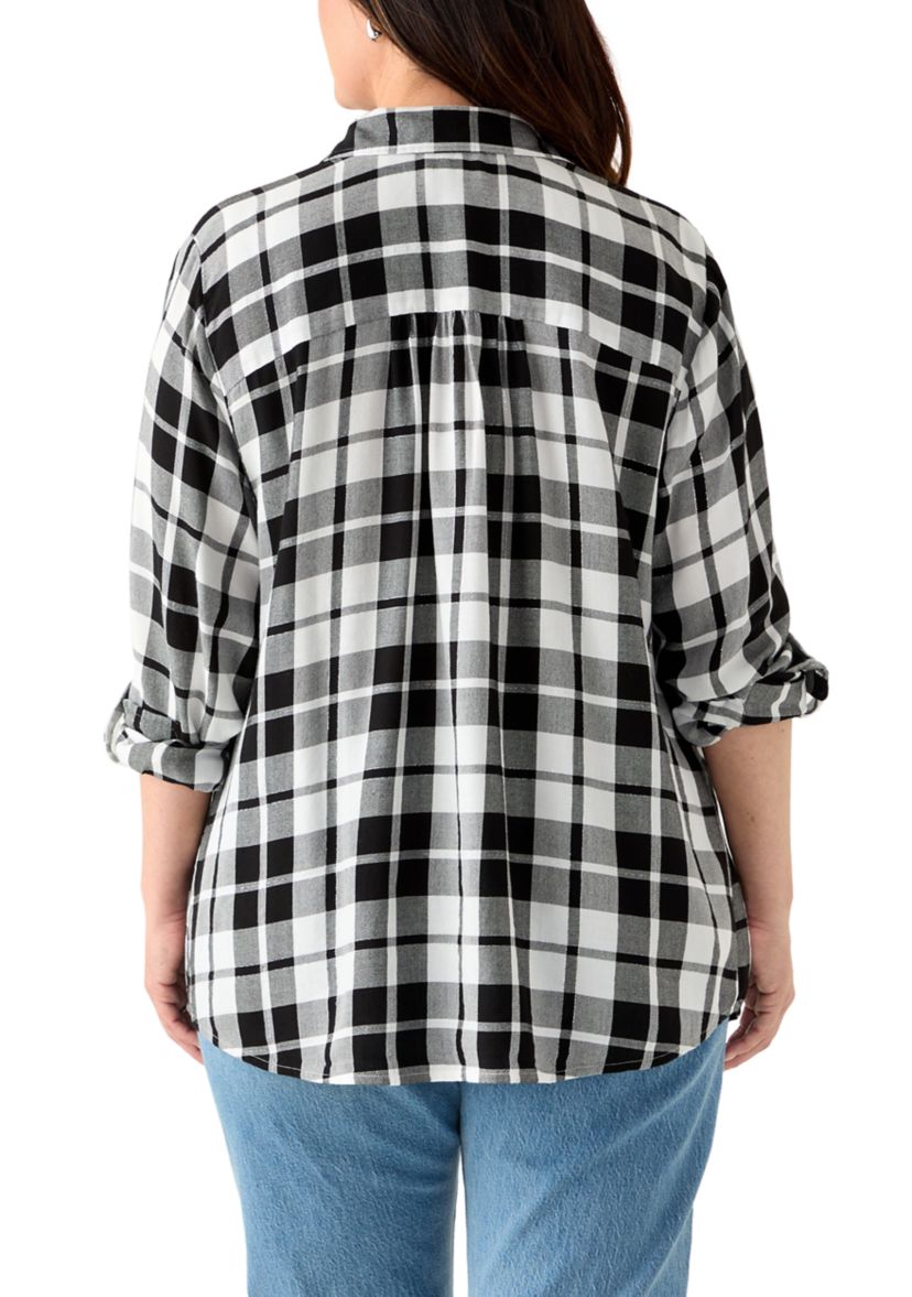 Womens Long Sleeve Flannel Work Shirt with Lurex