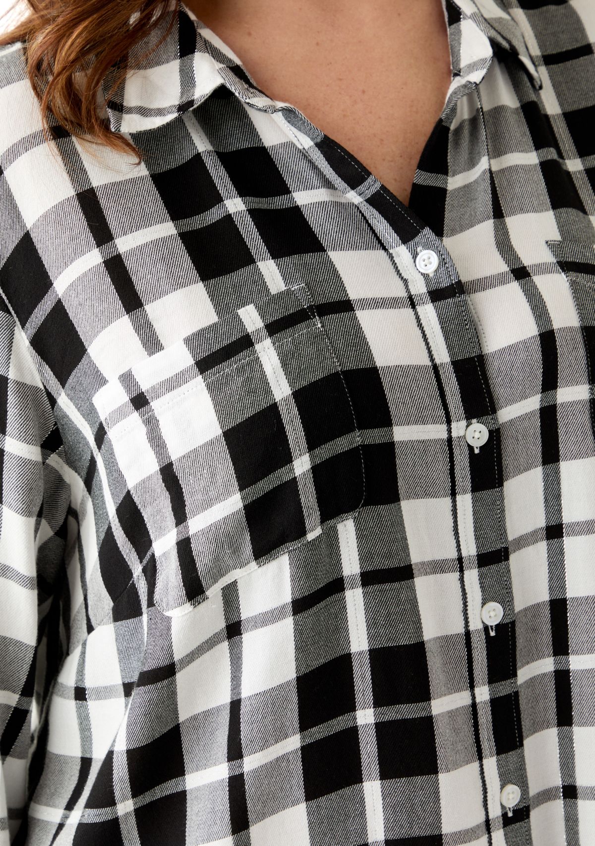 Womens Long Sleeve Flannel Work Shirt with Lurex