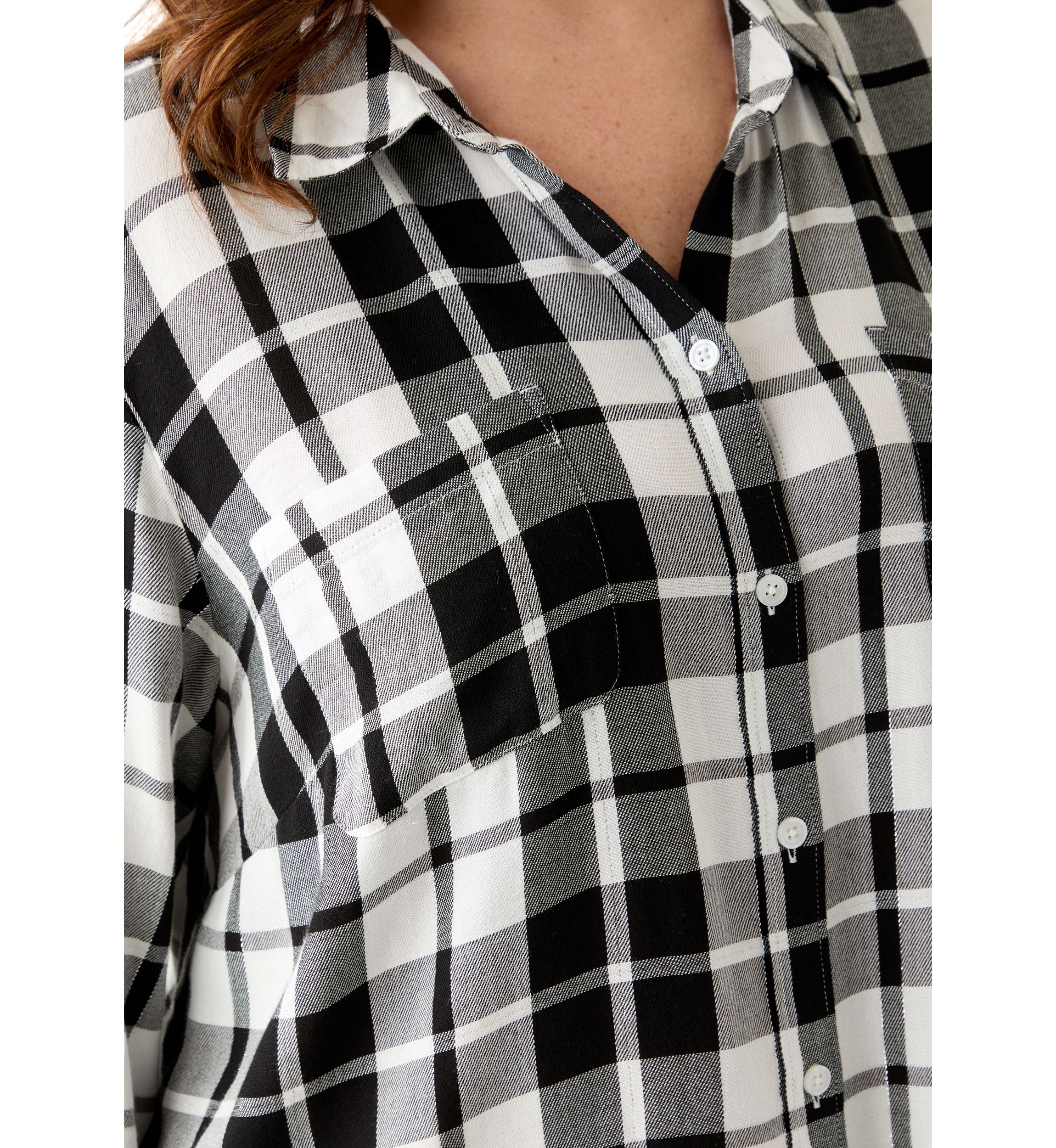 Womens Long Sleeve Flannel Work Shirt with Lurex
