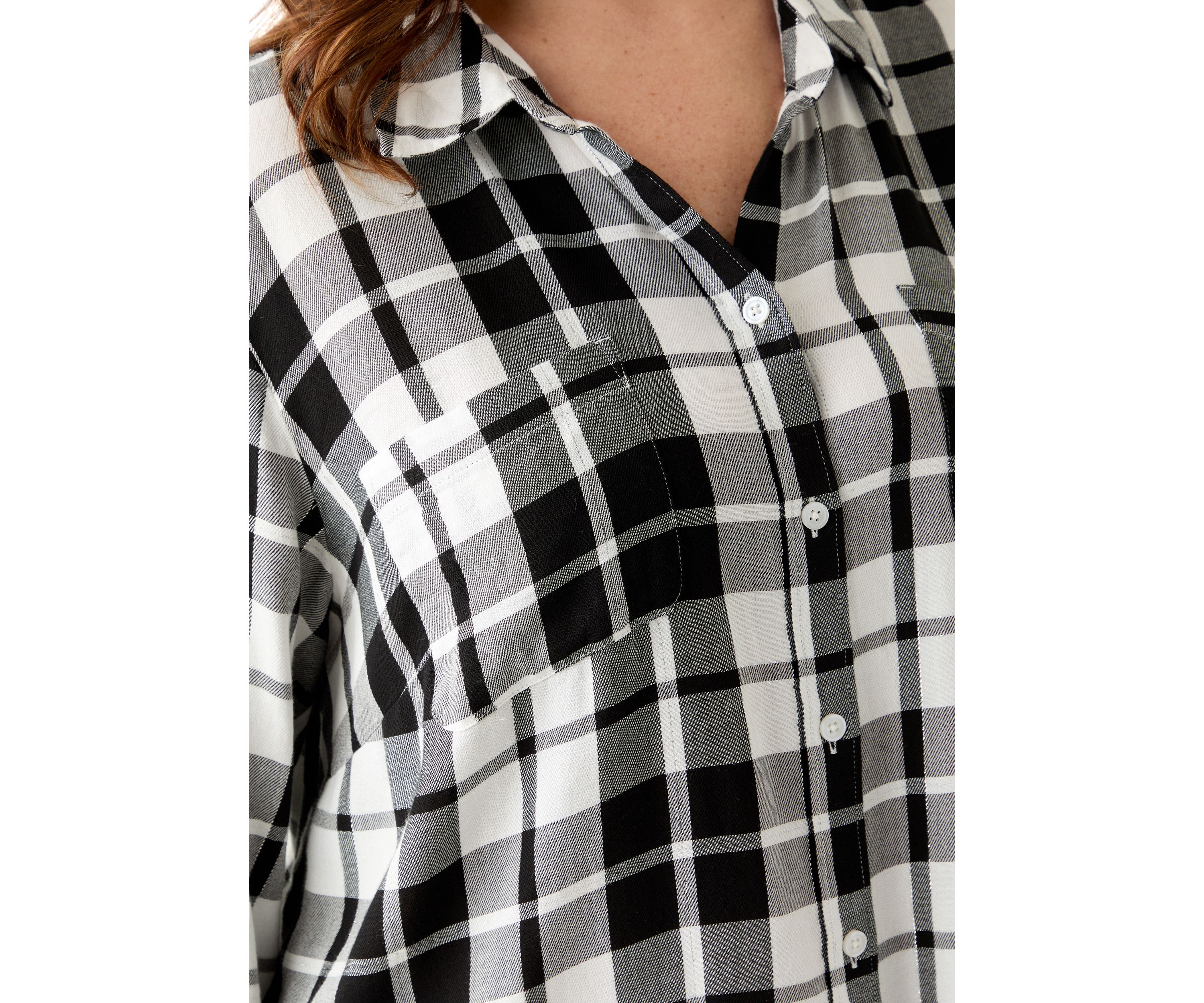 Womens Long Sleeve Flannel Work Shirt with Lurex
