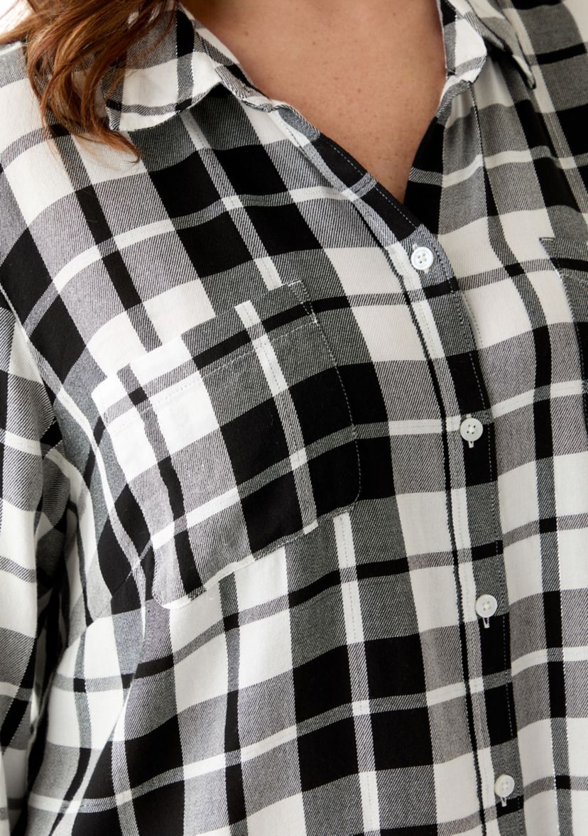 Womens Long Sleeve Flannel Work Shirt with Lurex