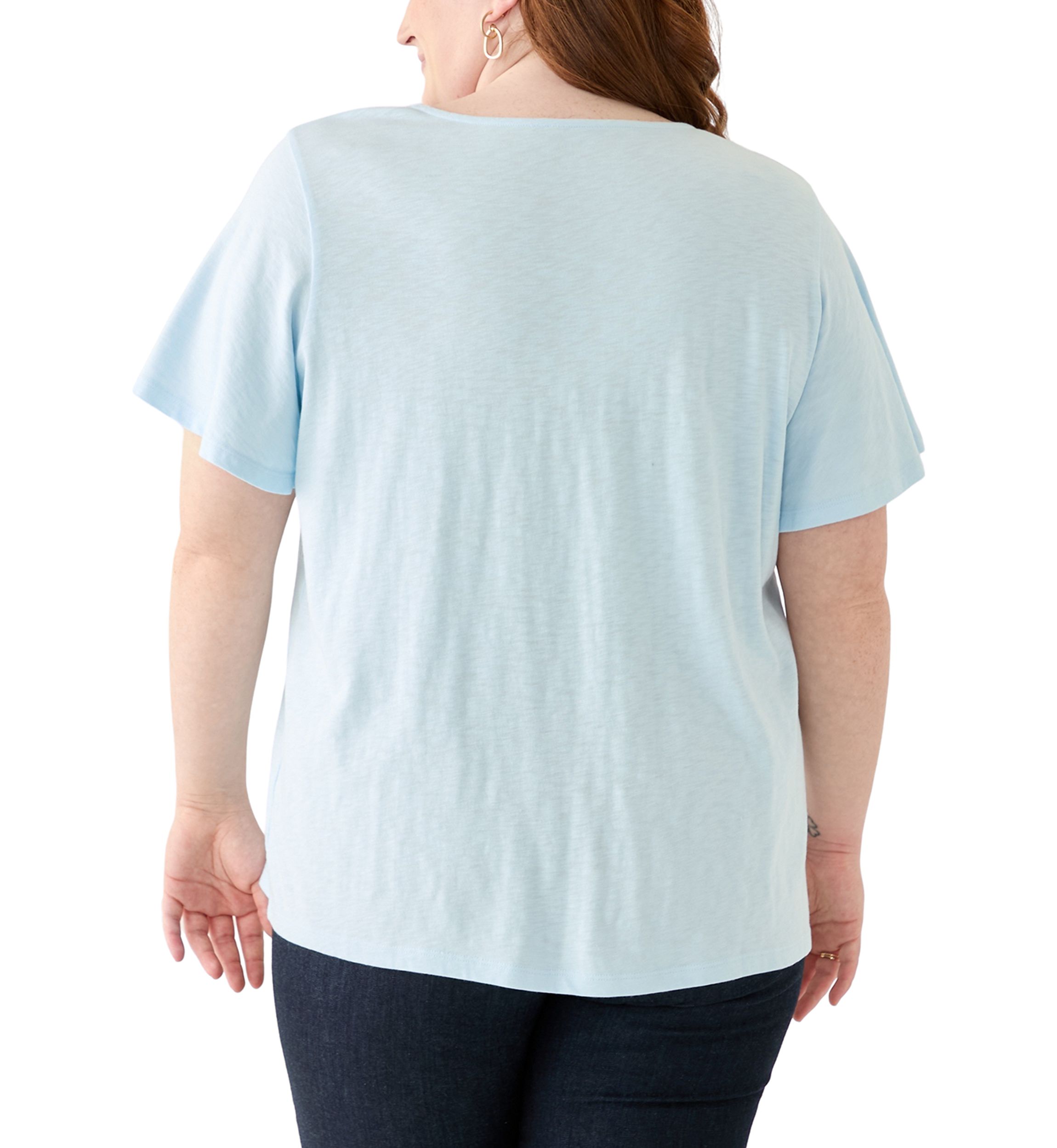 Plus Size Short Sleeve Embroidery Detail T-Shirt 
