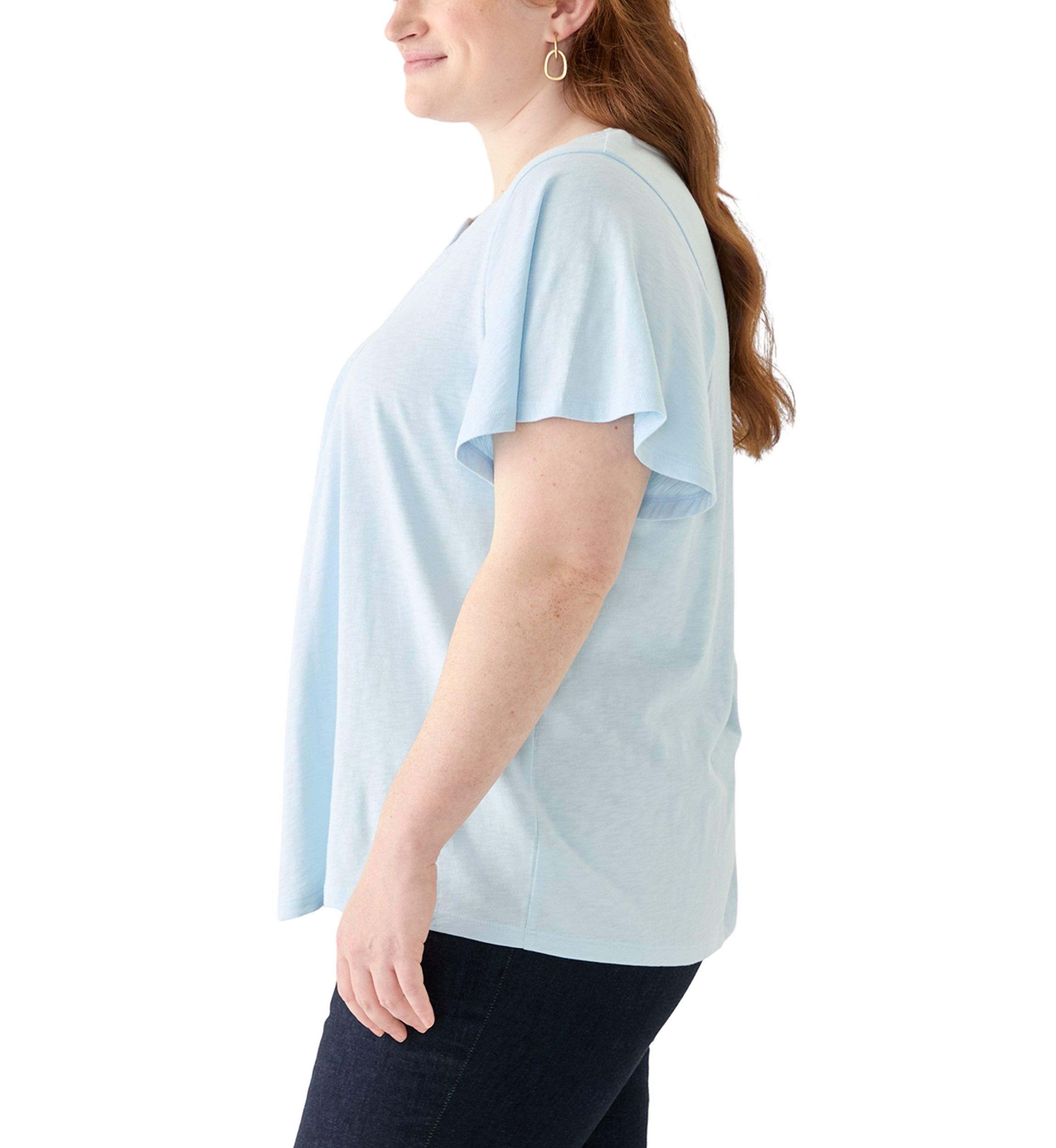 Plus Size Short Sleeve Embroidery Detail T-Shirt 