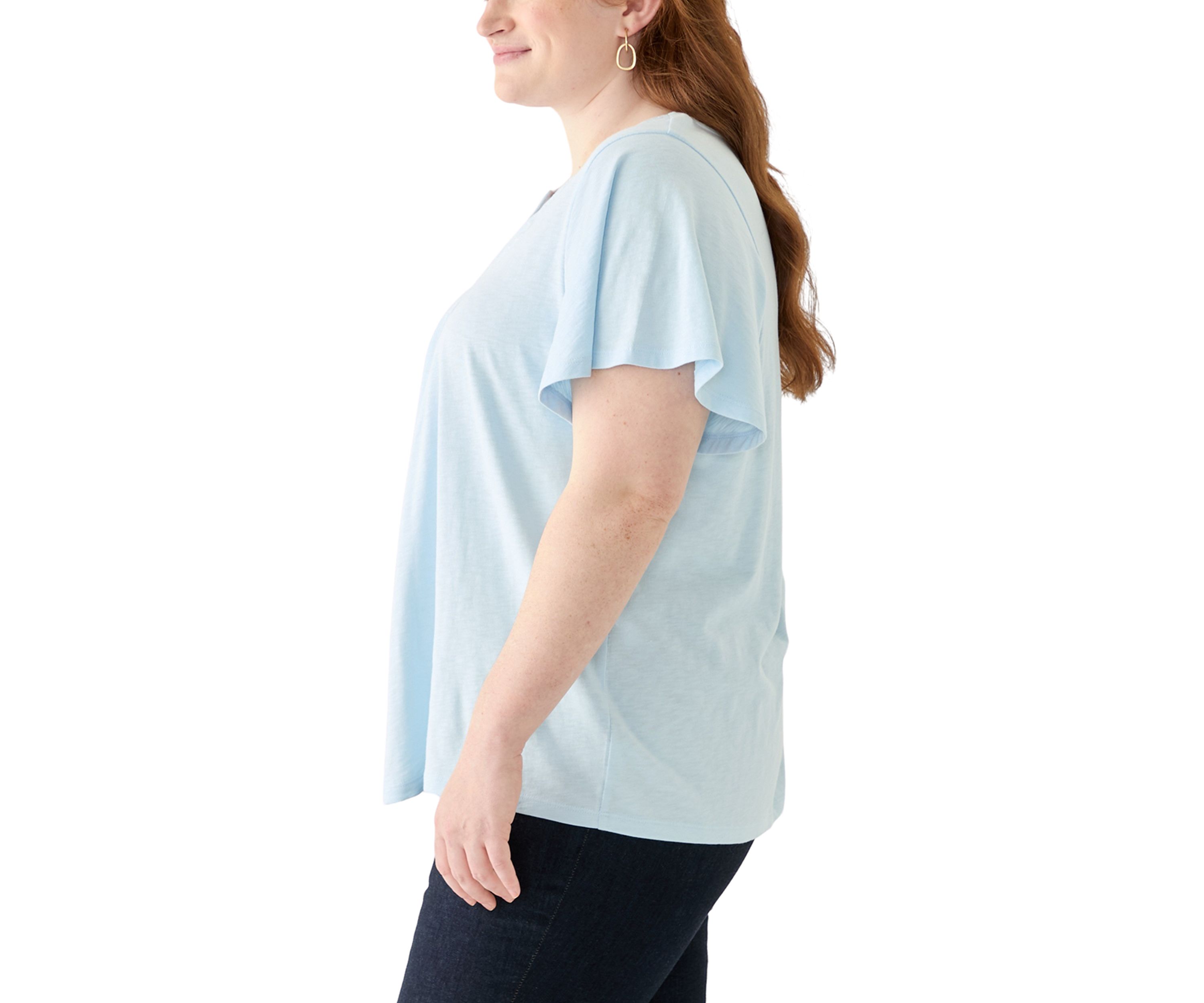 Plus Size Short Sleeve Embroidery Detail T-Shirt 