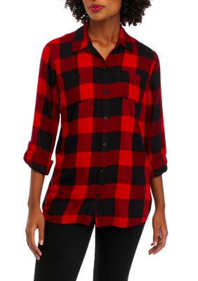 Gilded Intent Oversized Boyfriend Flannel Shirt - Women's Shirts/Blouses in  Emerald Green