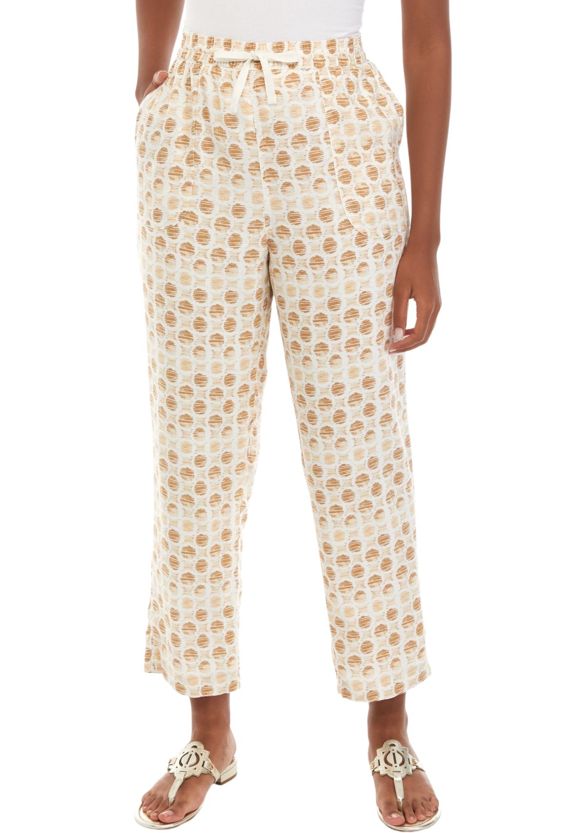 Womens Printed Linen Pants