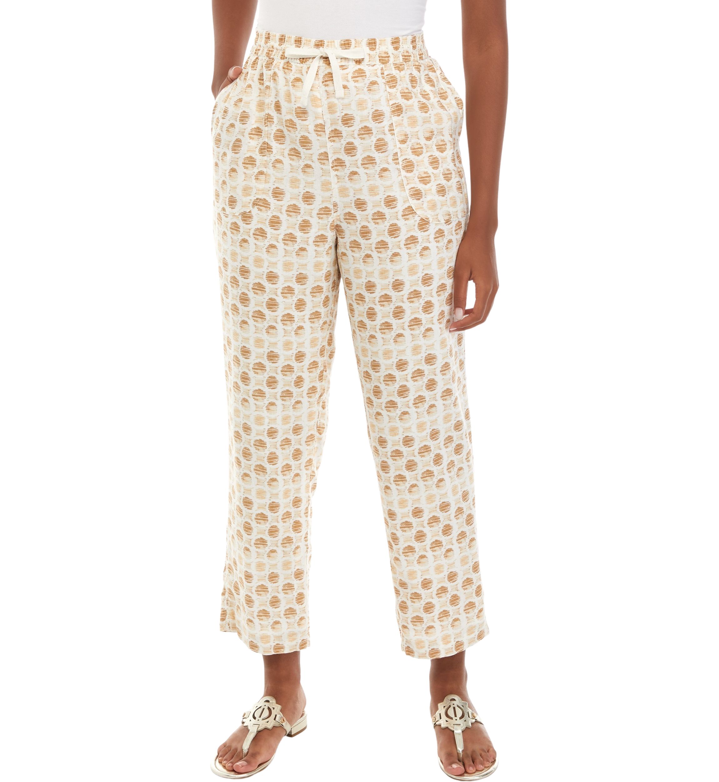 Womens Printed Linen Pants