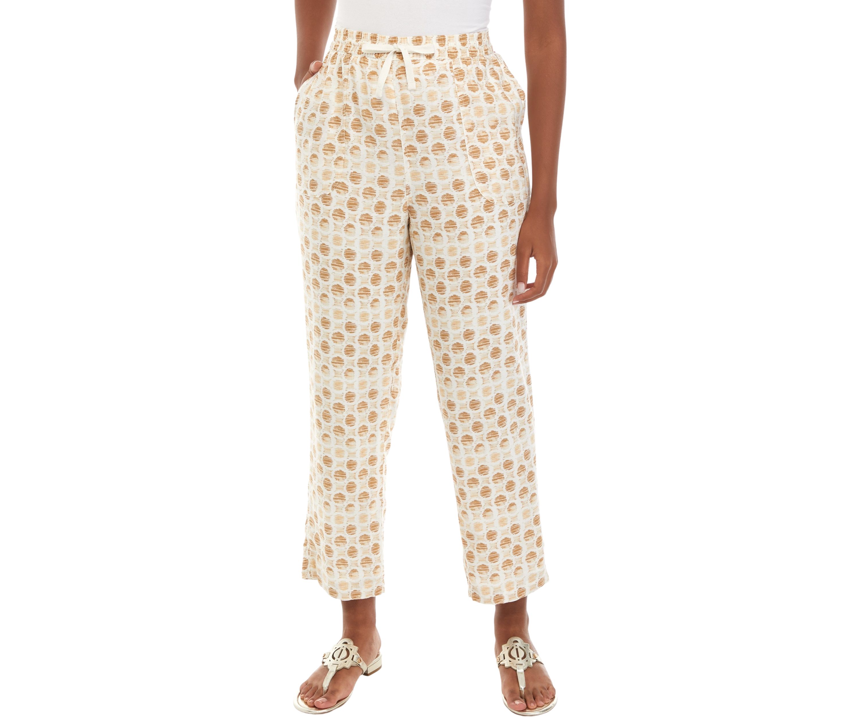Womens Printed Linen Pants