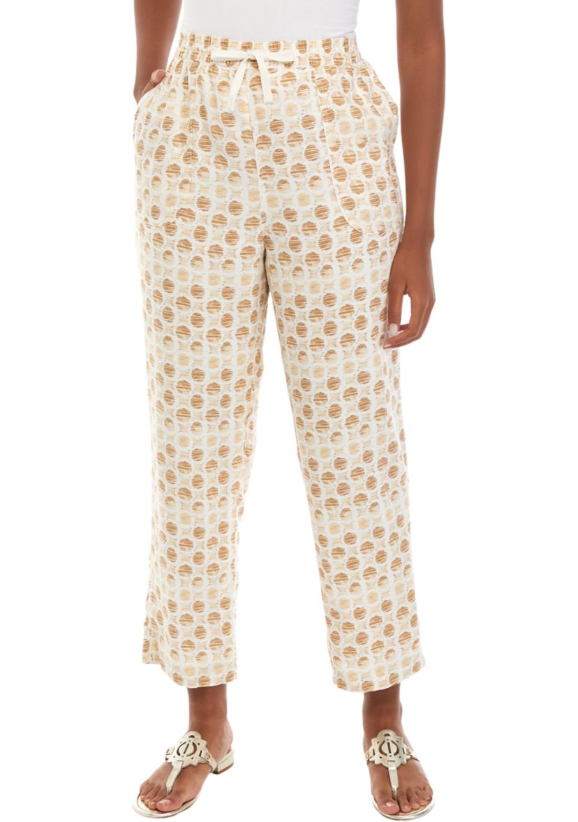 Womens Printed Linen Pants