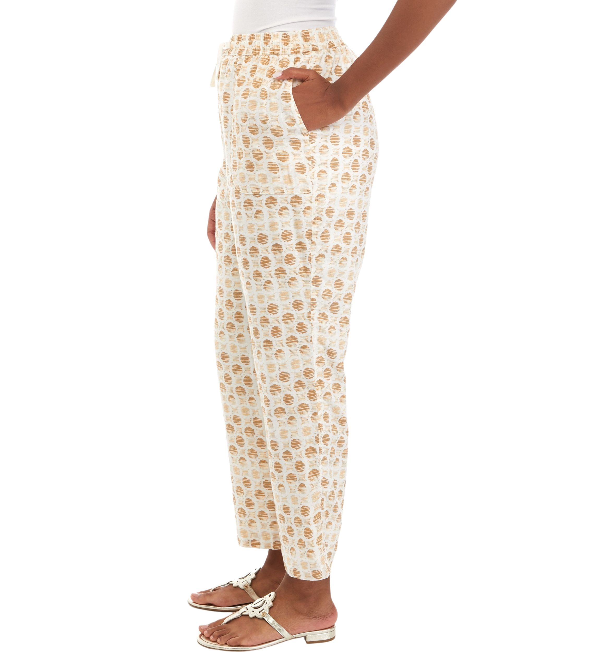 Womens Printed Linen Pants