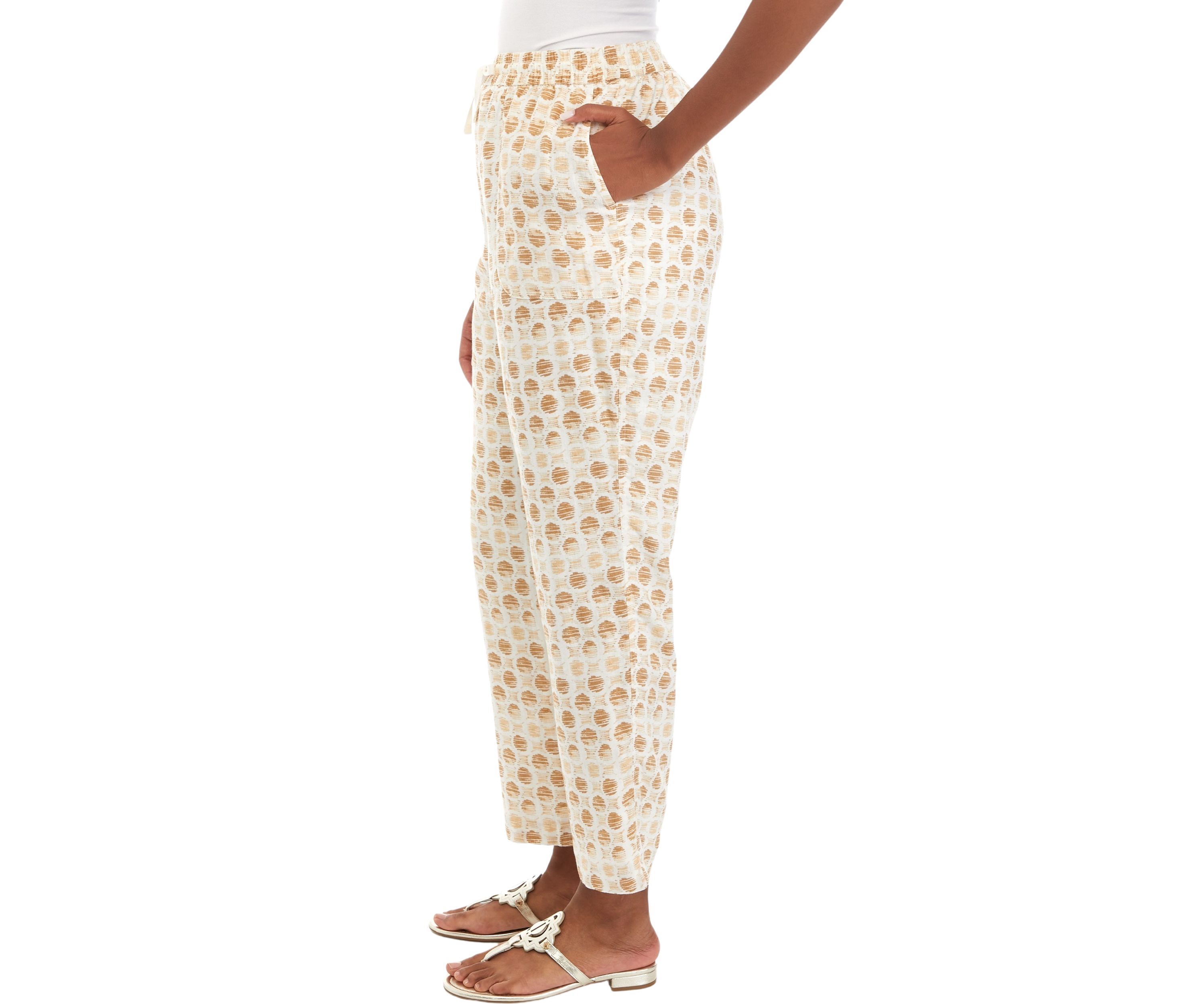 Womens Printed Linen Pants