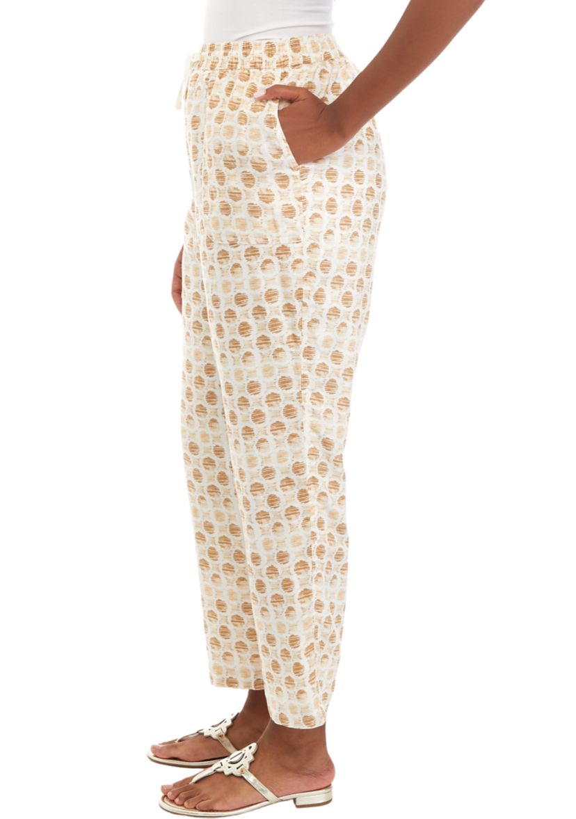 Womens Printed Linen Pants