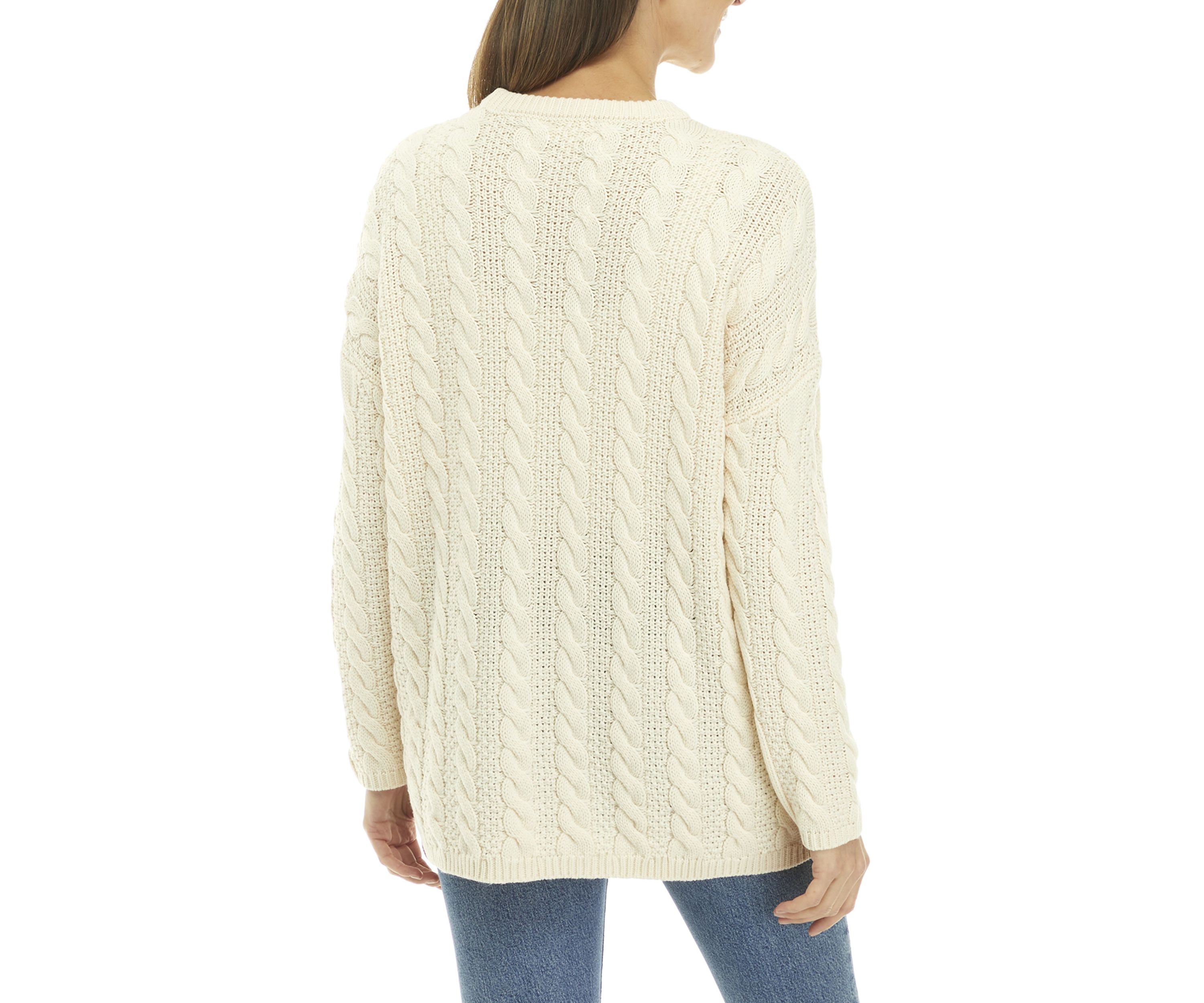 Womens Solid Cable Knit Sweater 