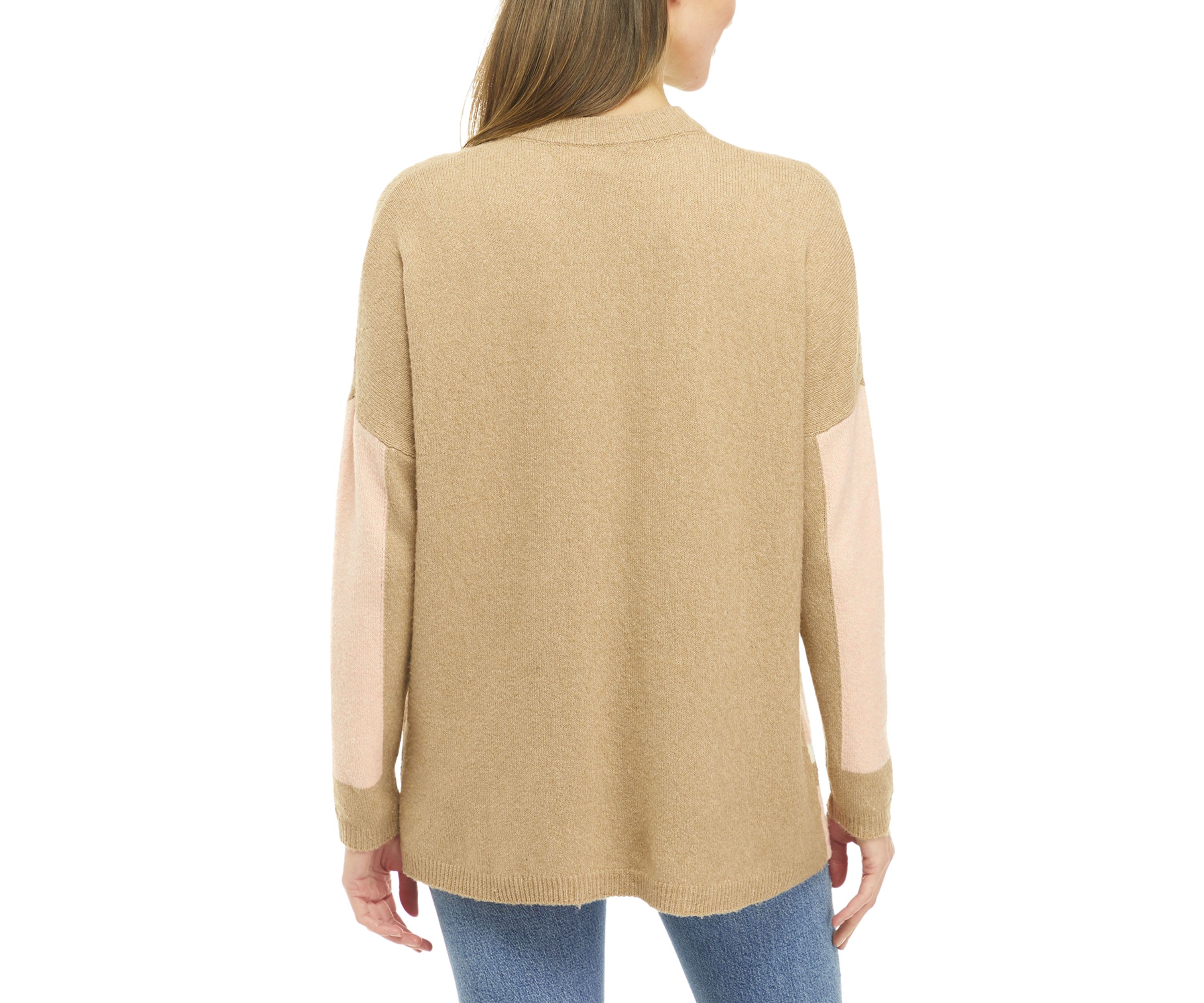 Womens Drop Shoulder Color Blocked Sweater 