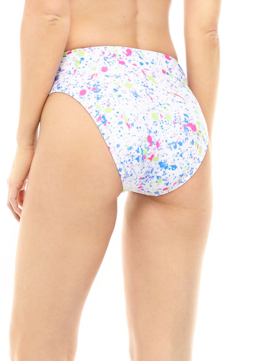 Splatter High Leg High Waist Swim Bottoms 