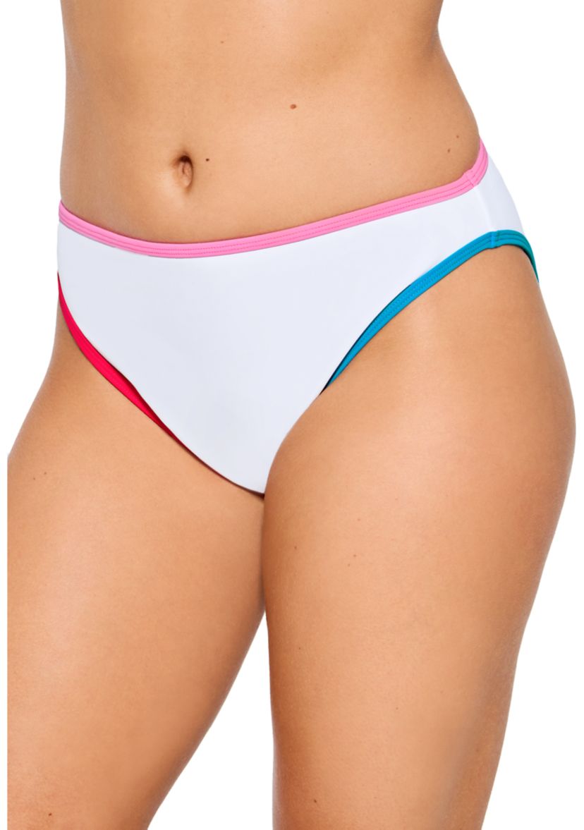 Womens Color Block High Waist Swim Shorts