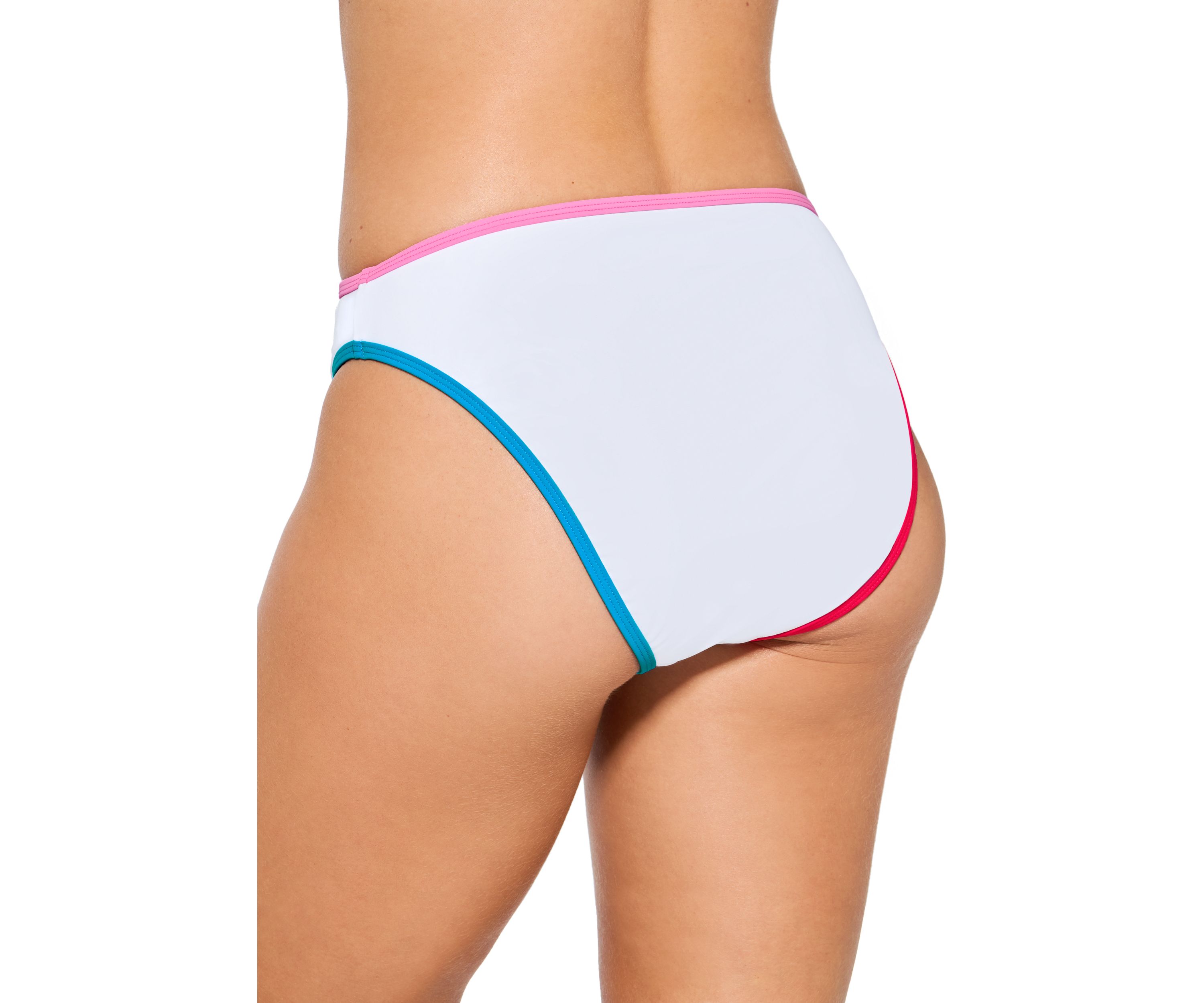 Womens Color Block High Waist Swim Shorts