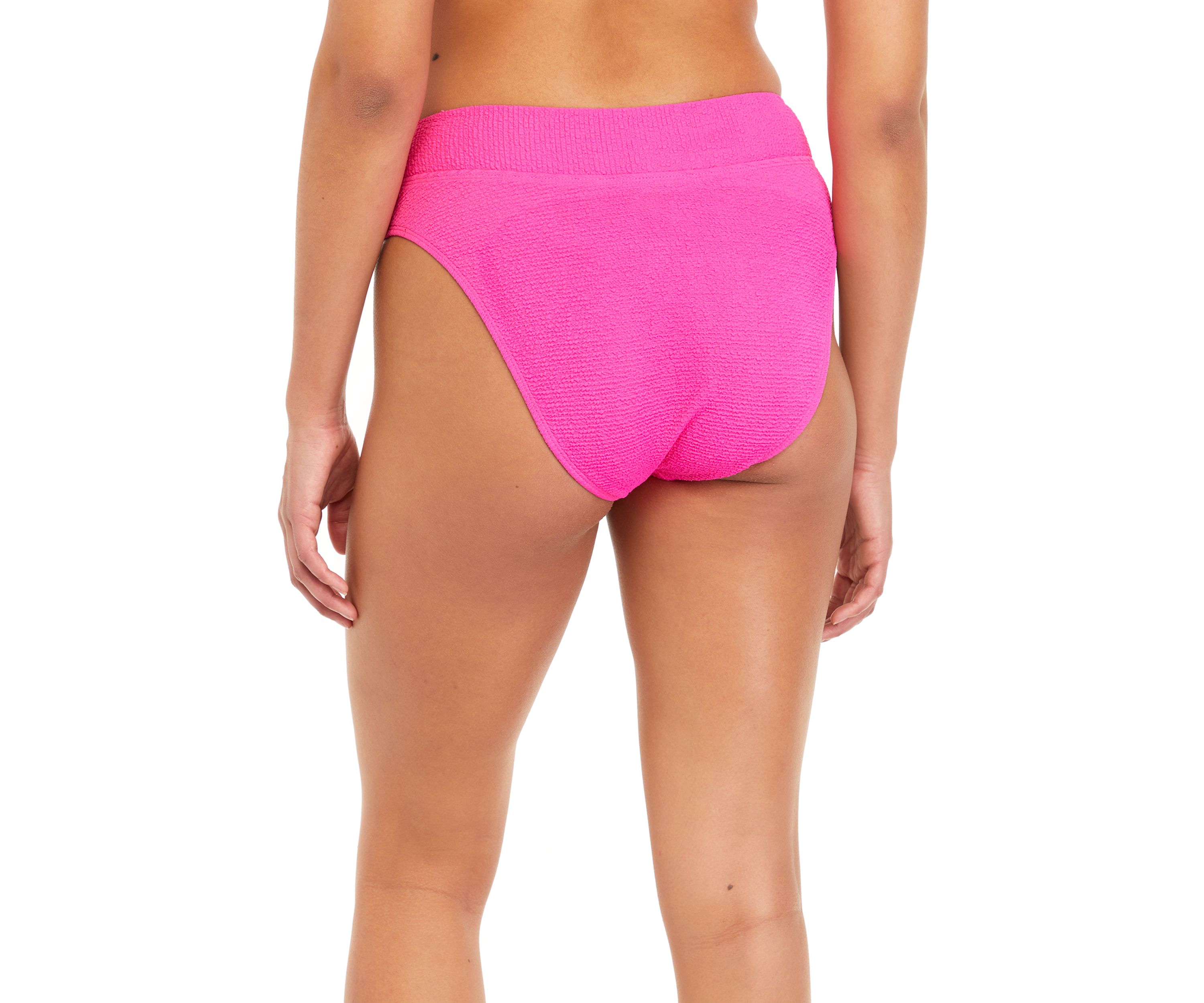 Solid Pucker High Waist Swim Bottoms
