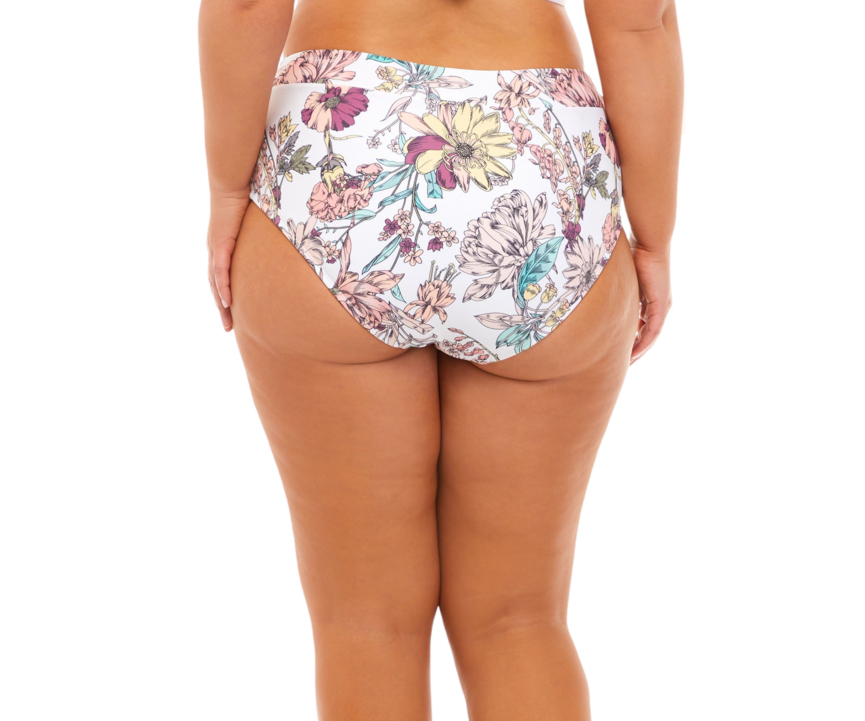 Plus Size Banded High Waist Swim Bottoms 