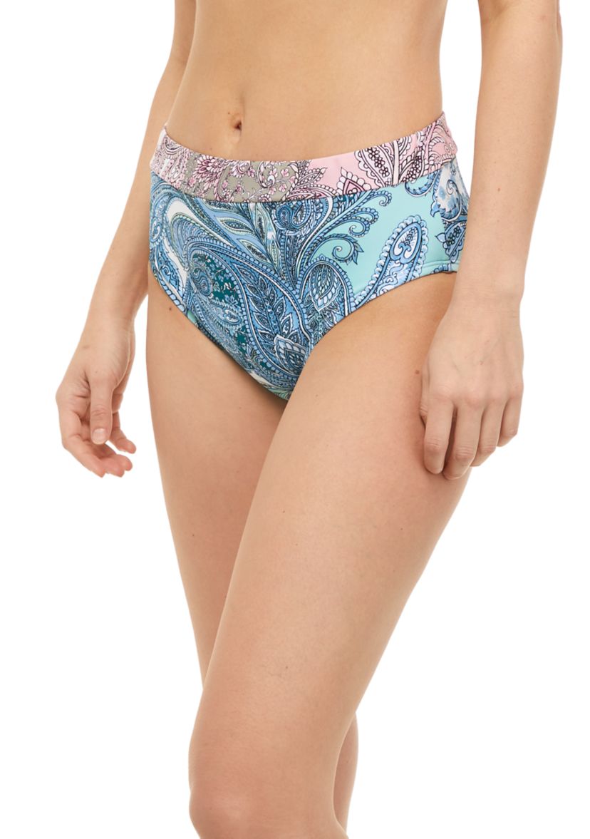 Delicate Paisley High Waisted Swim Bottoms 