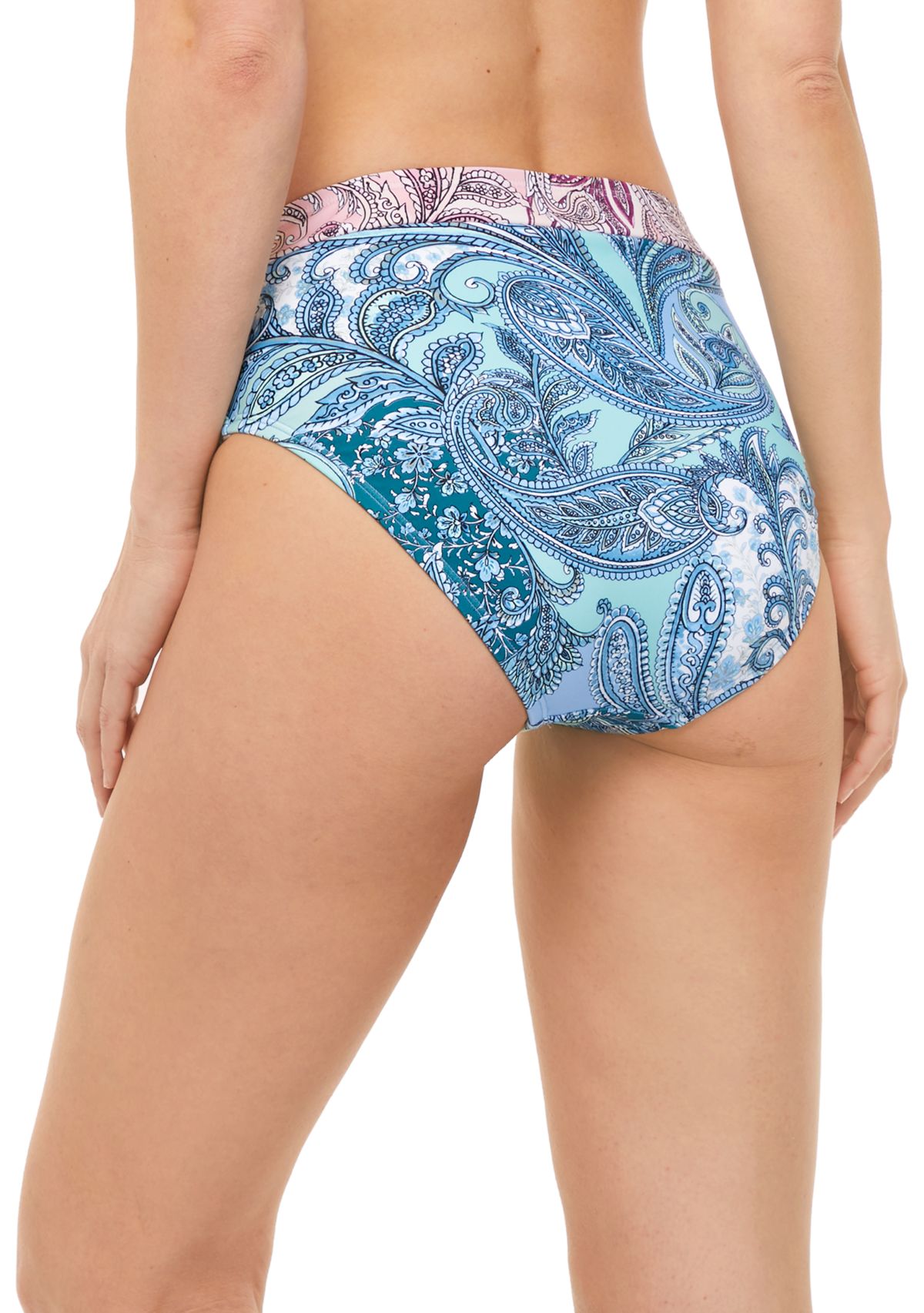 Delicate Paisley High Waisted Swim Bottoms 
