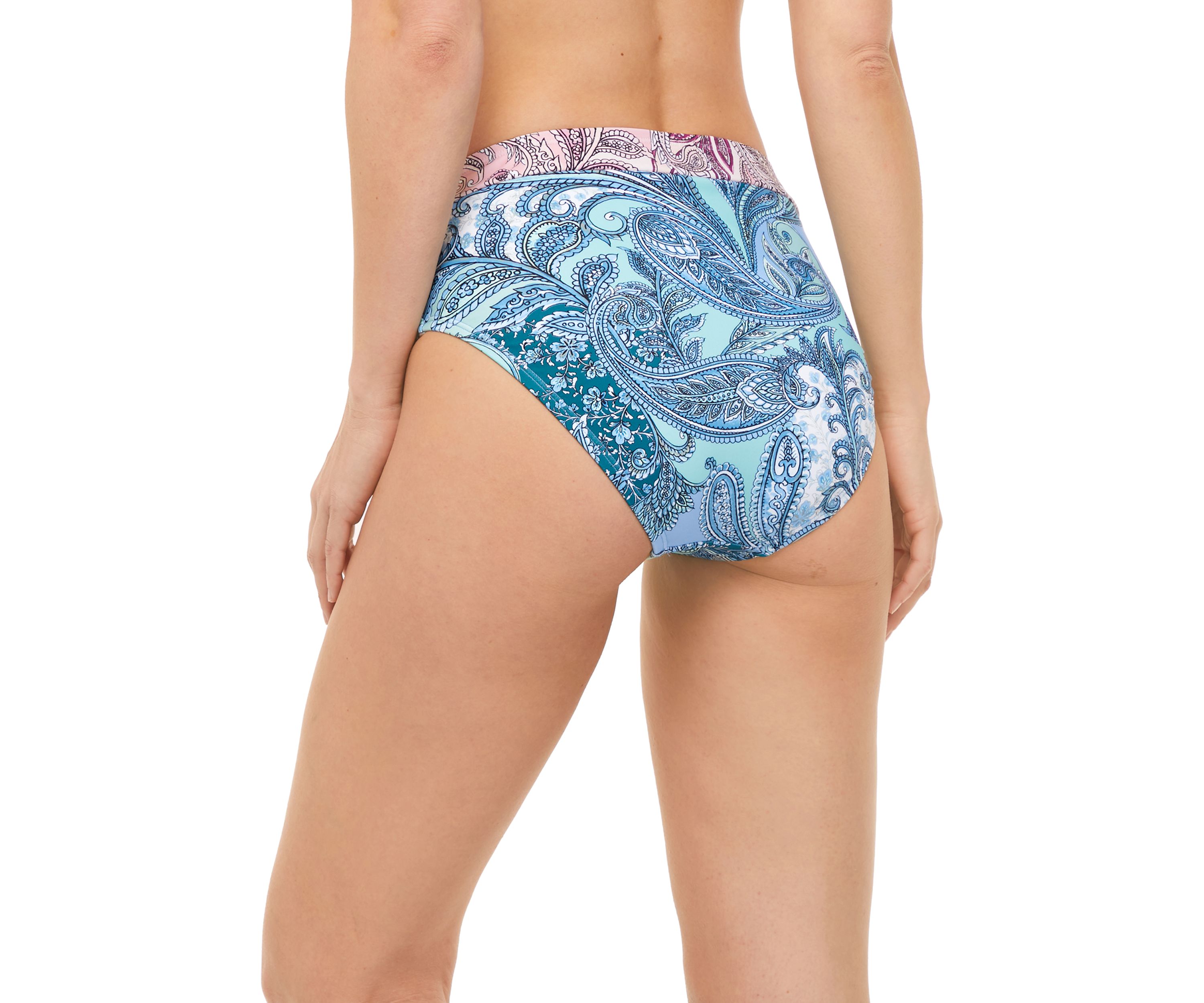 Delicate Paisley High Waisted Swim Bottoms 