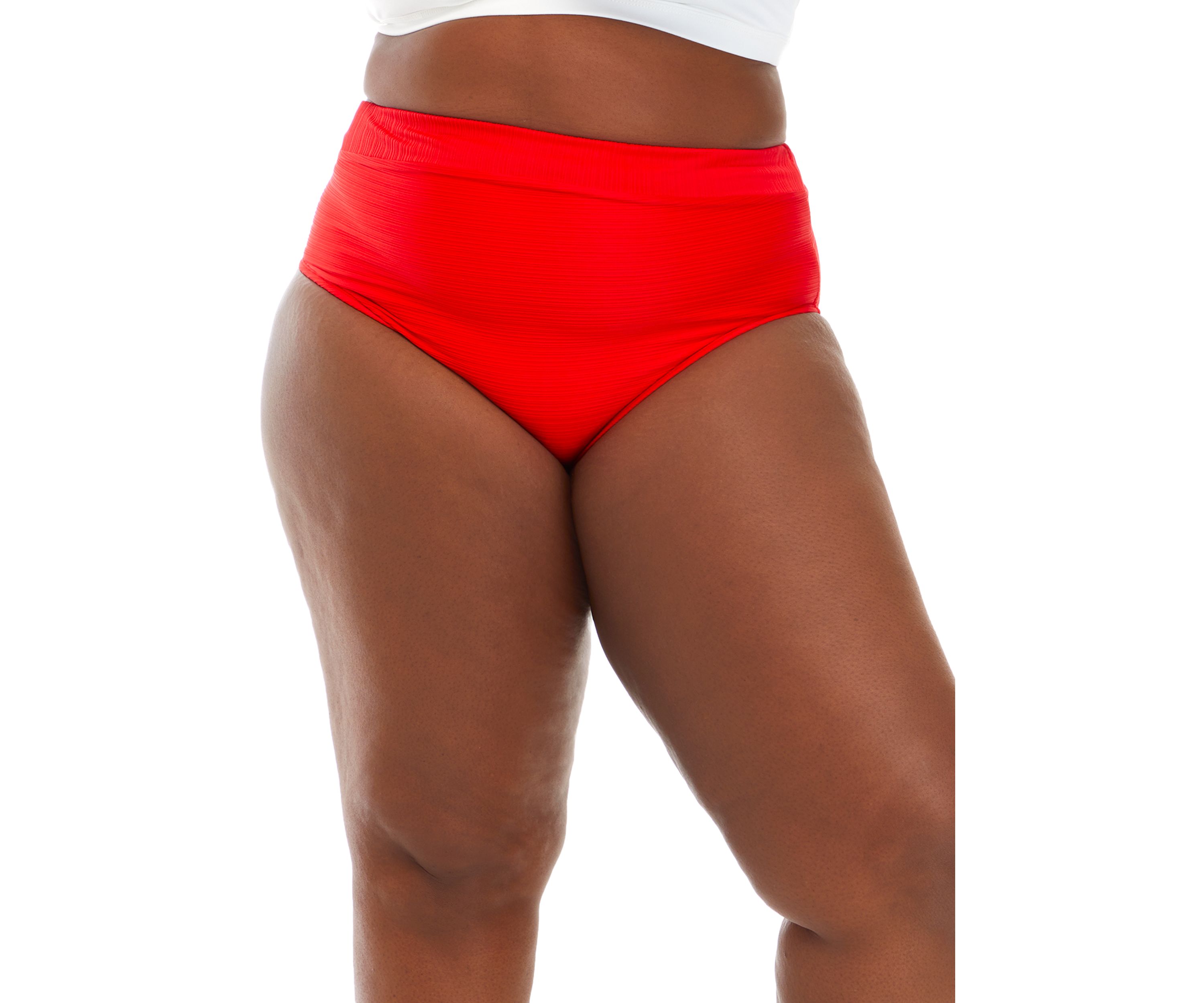 Rib Banded High Waist Swim Bottoms 