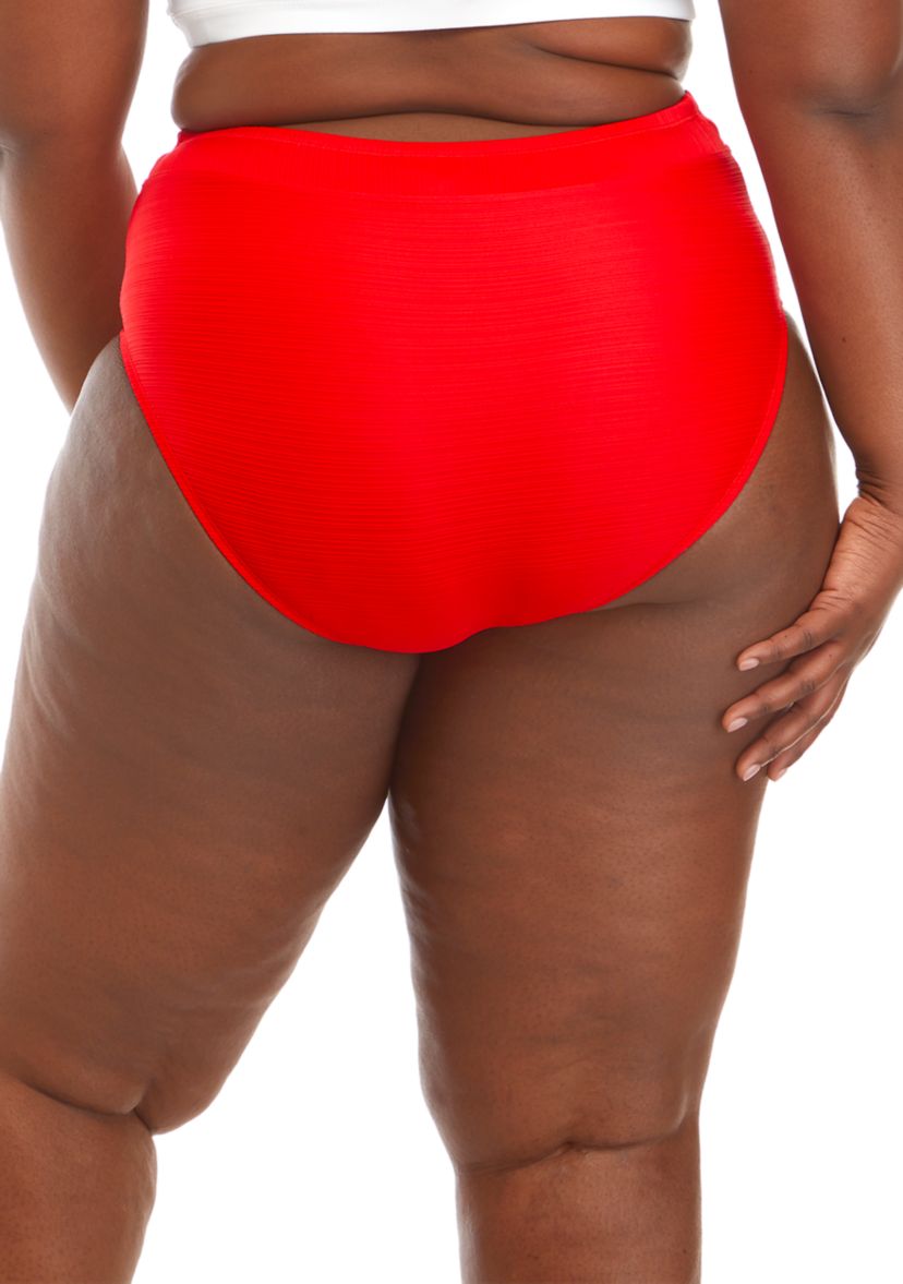 Rib Banded High Waist Swim Bottoms 