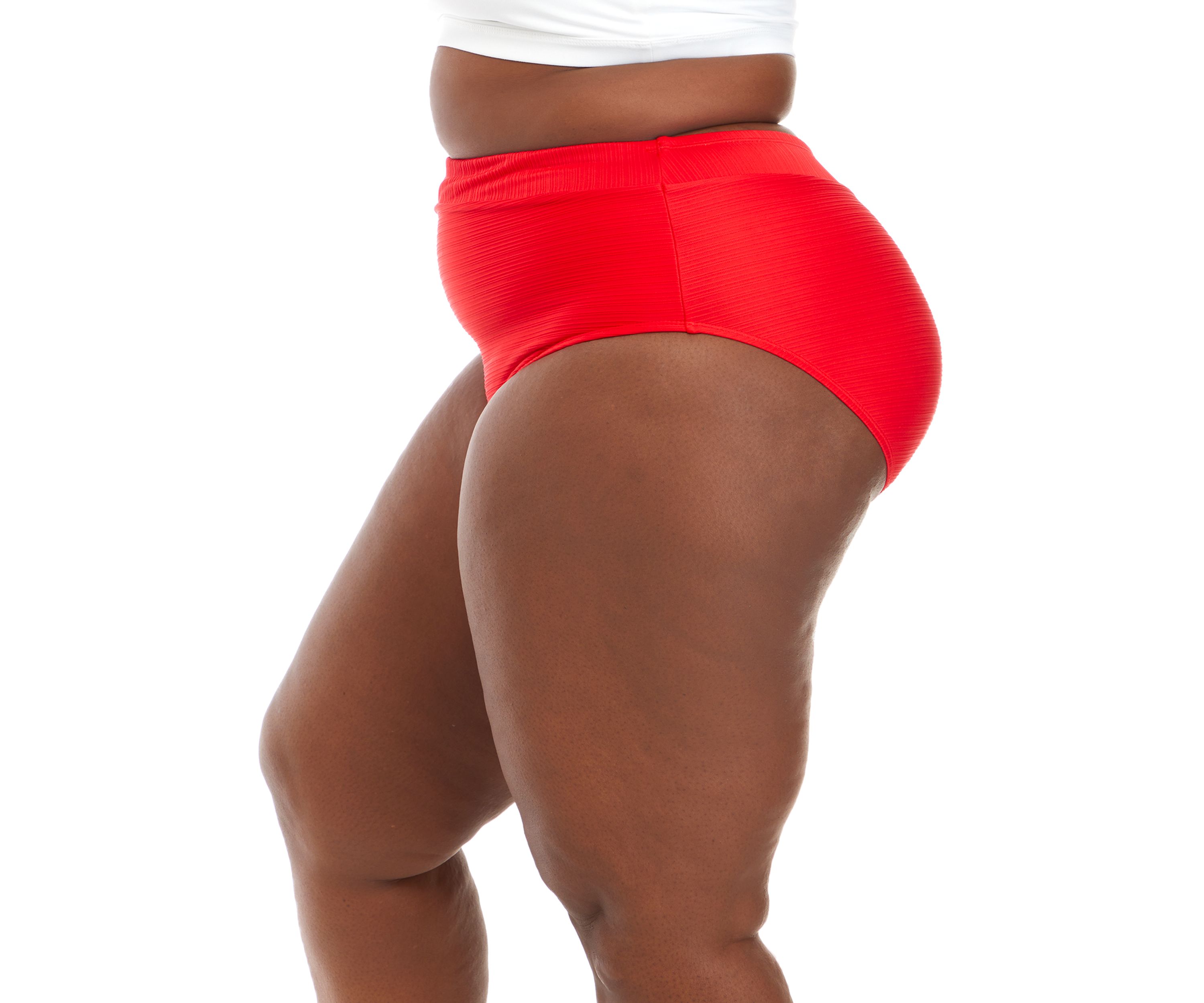 Rib Banded High Waist Swim Bottoms 