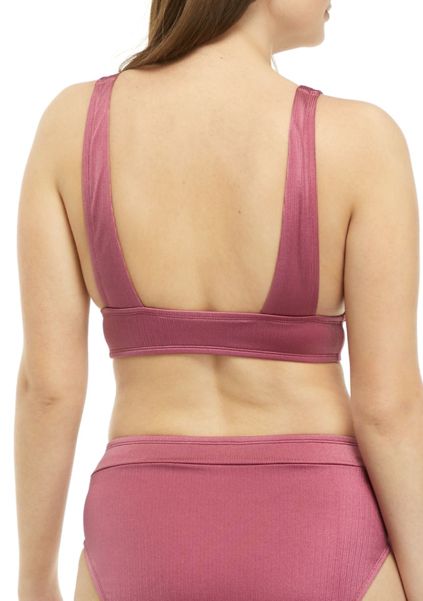 Shine On Textured Triangle Swim Top